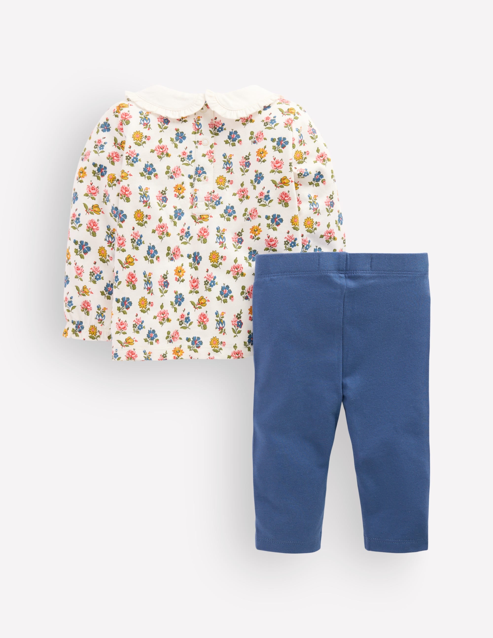 Collared Jersey Set-Blue Ditsy Floral - Image 2