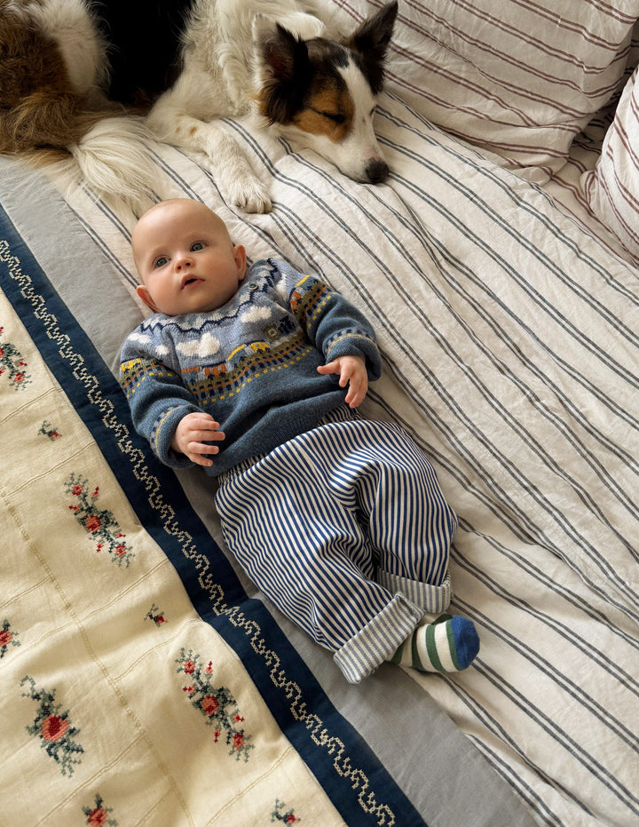 Fair isle Sweater-Glacier Blue Marl Train