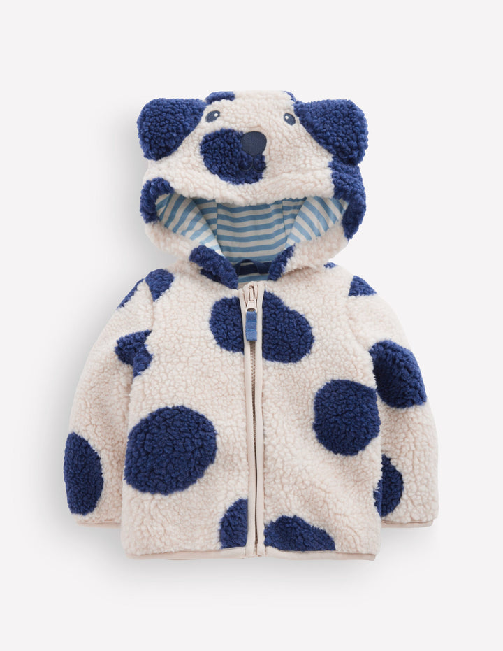 Novelty Cosy Borg Jacket-Navy & Ivory Dog