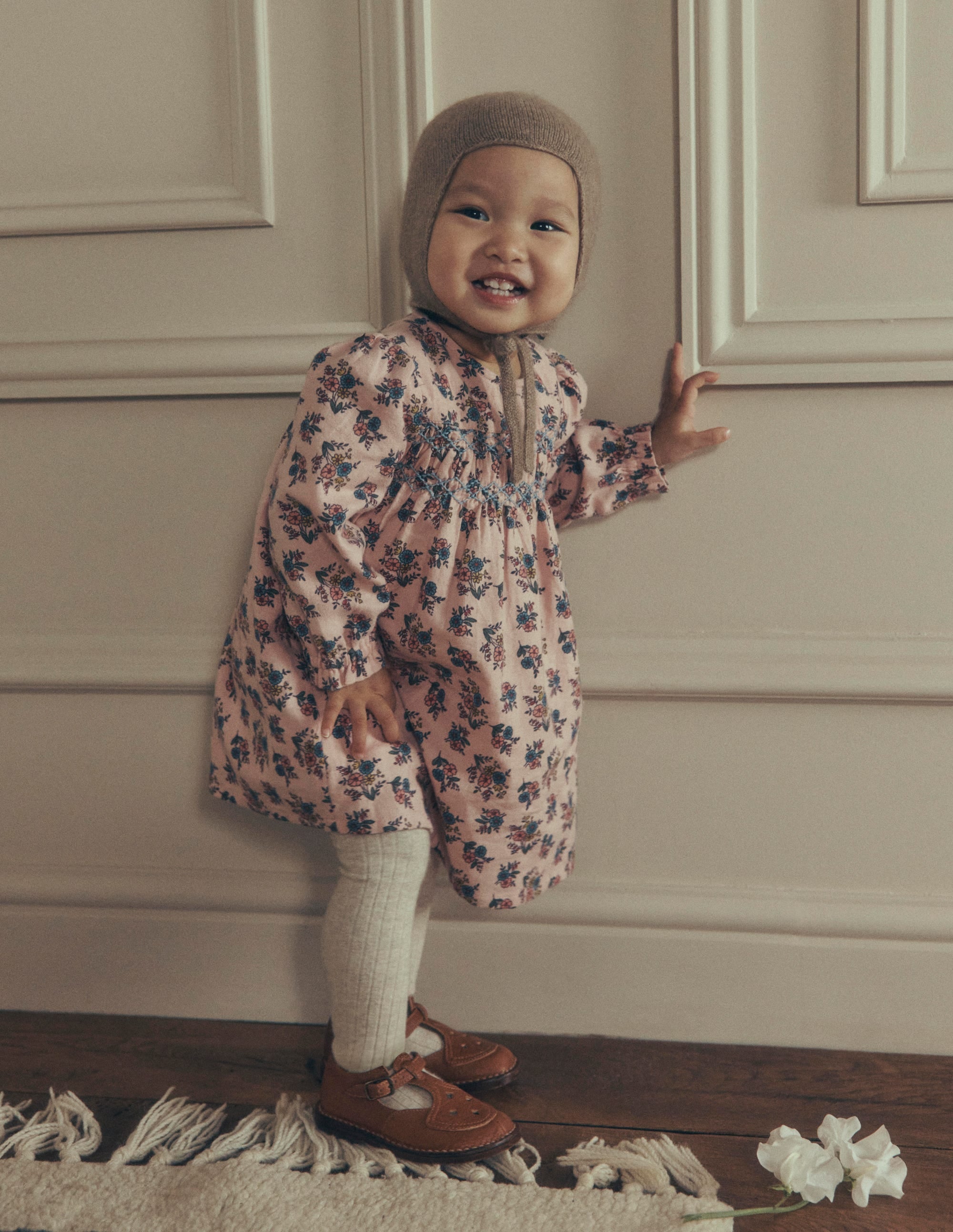 Smocked Occasion Dress-Pink Sprouting Garden - Image 1
