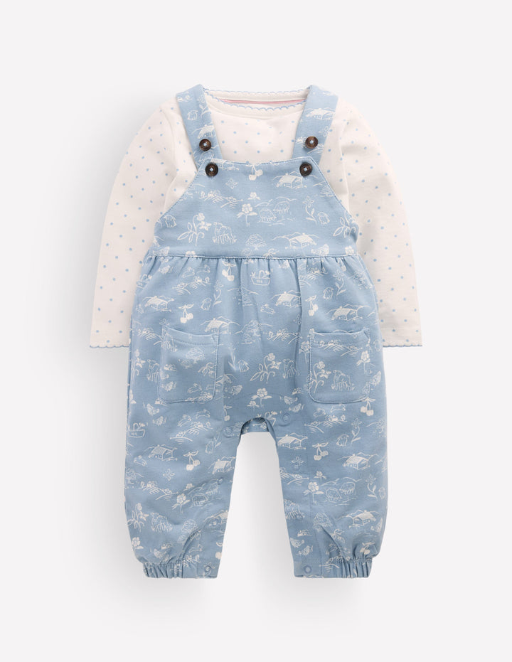Jersey Overalls Set-Blue Linear Farm