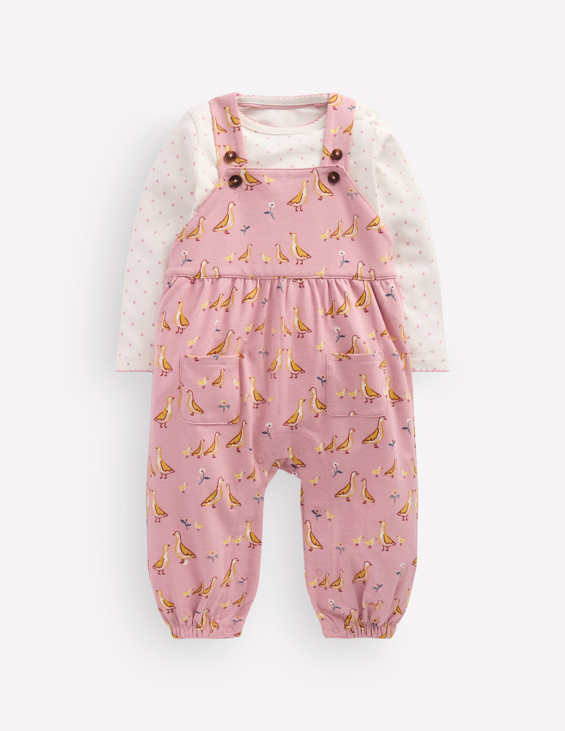 Jersey Overalls Set-Pink Ducks-1