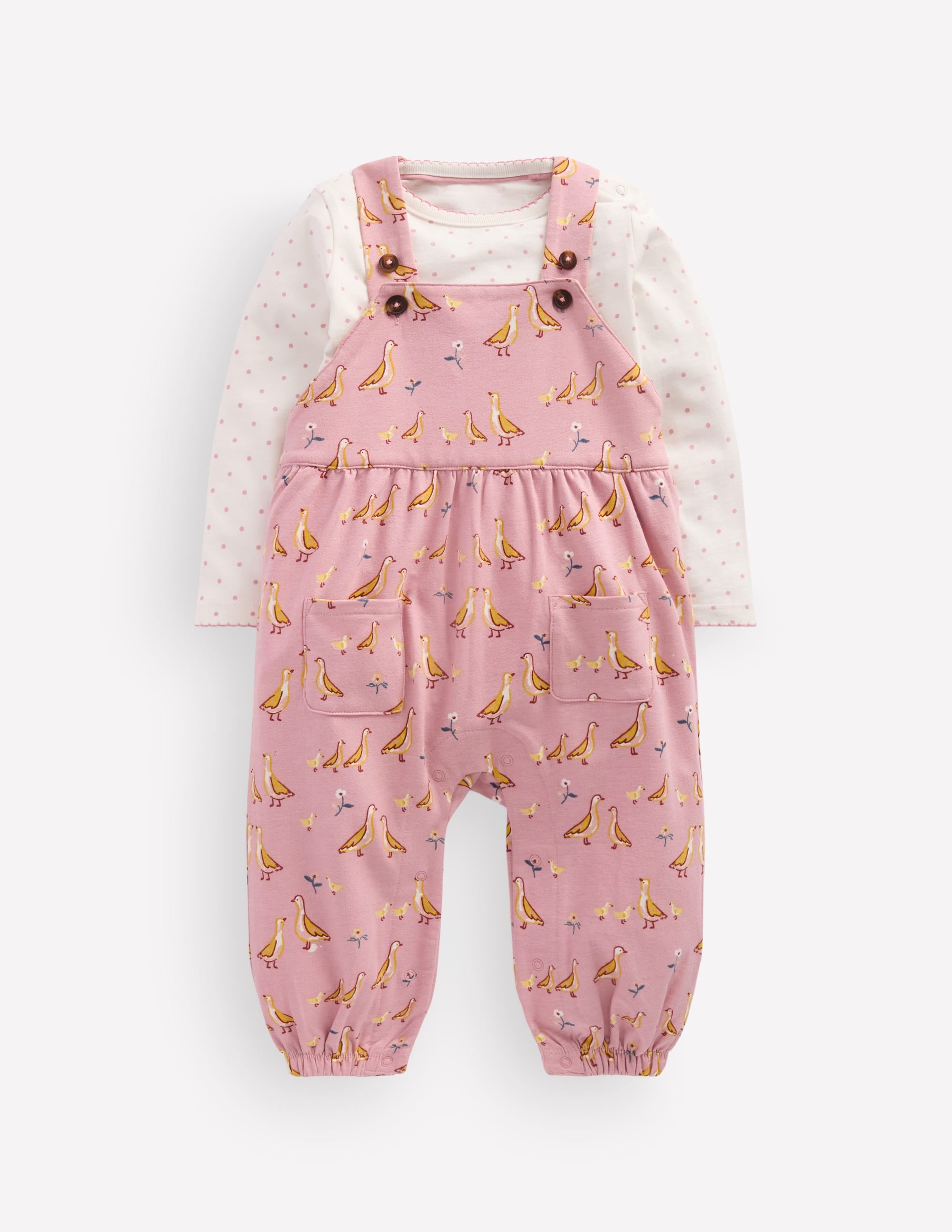 Jersey Overalls Set-Pink Ducks - Image 1