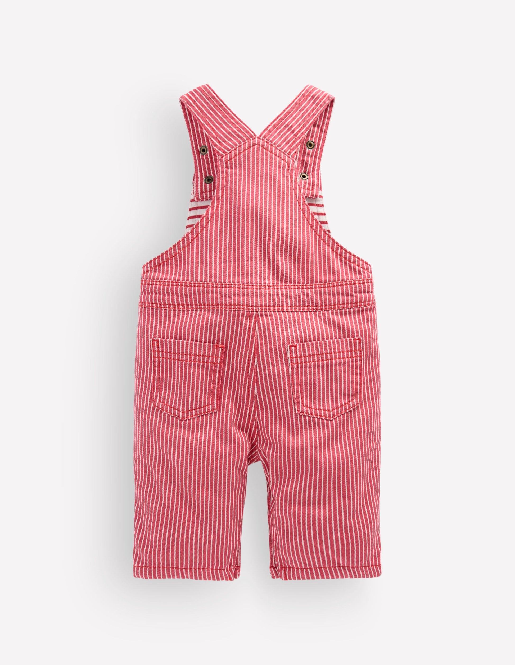 Woven Dungarees-Holly Berry Ticking Stripe-2