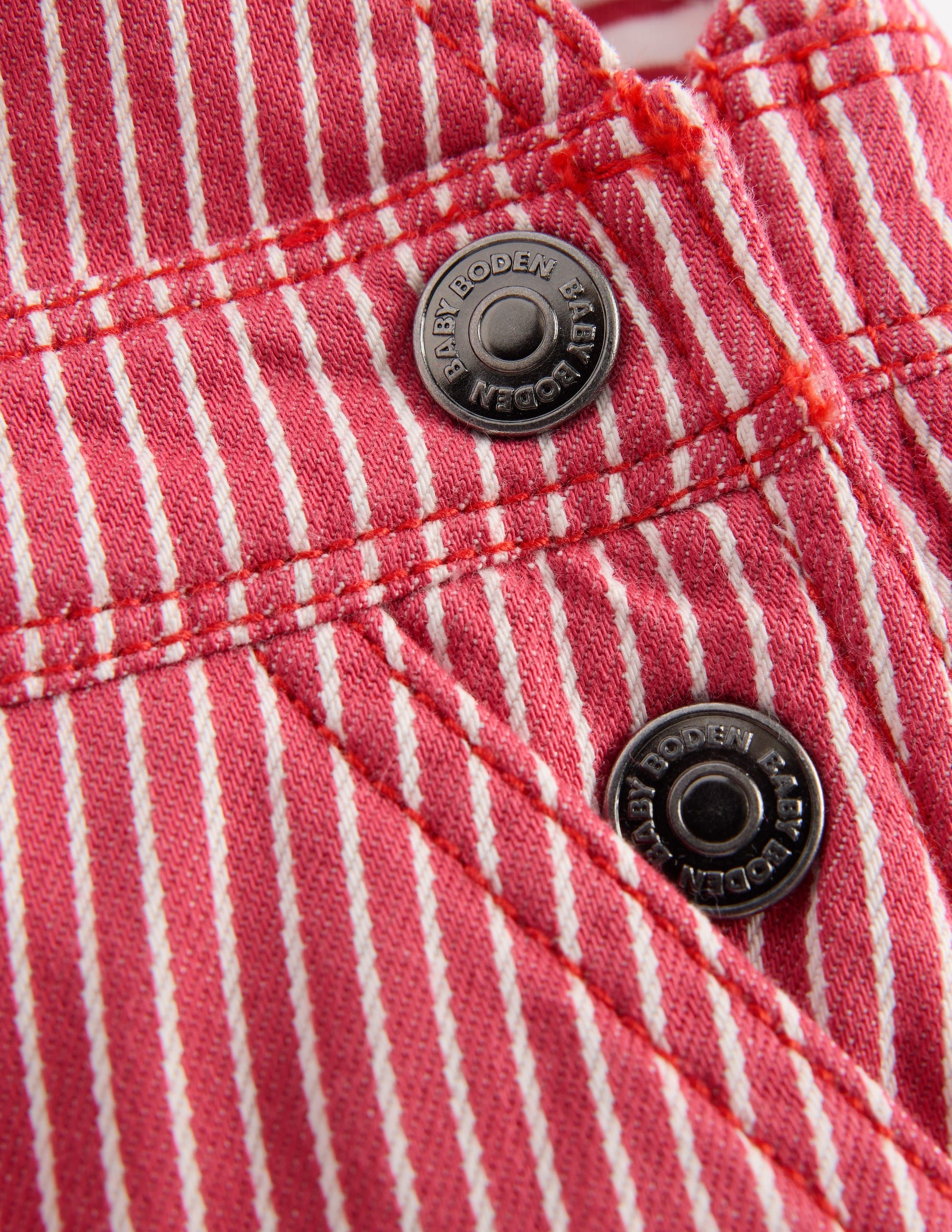 Woven Dungarees-Holly Berry Ticking Stripe-3
