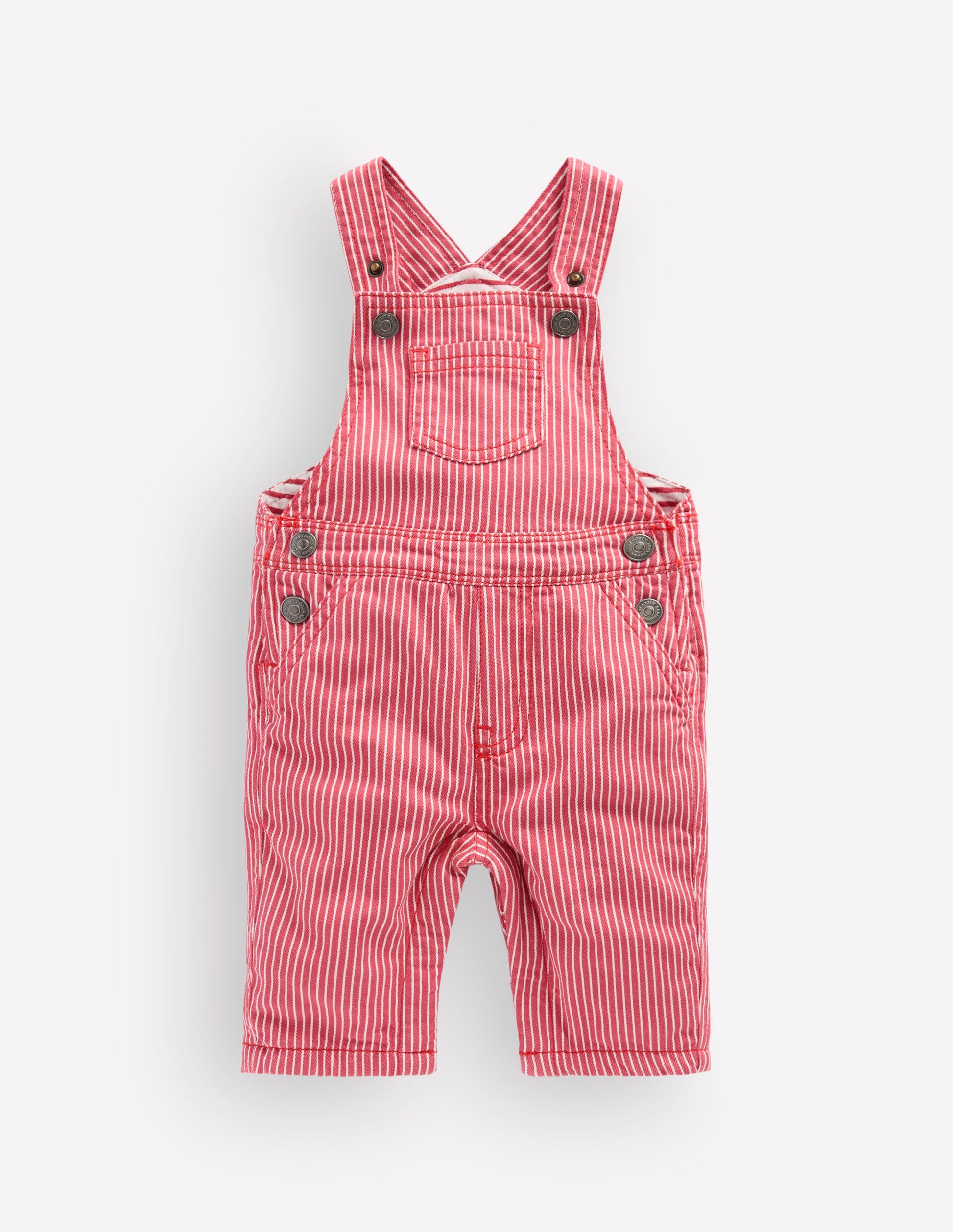 Woven Dungarees-Holly Berry Ticking Stripe-1
