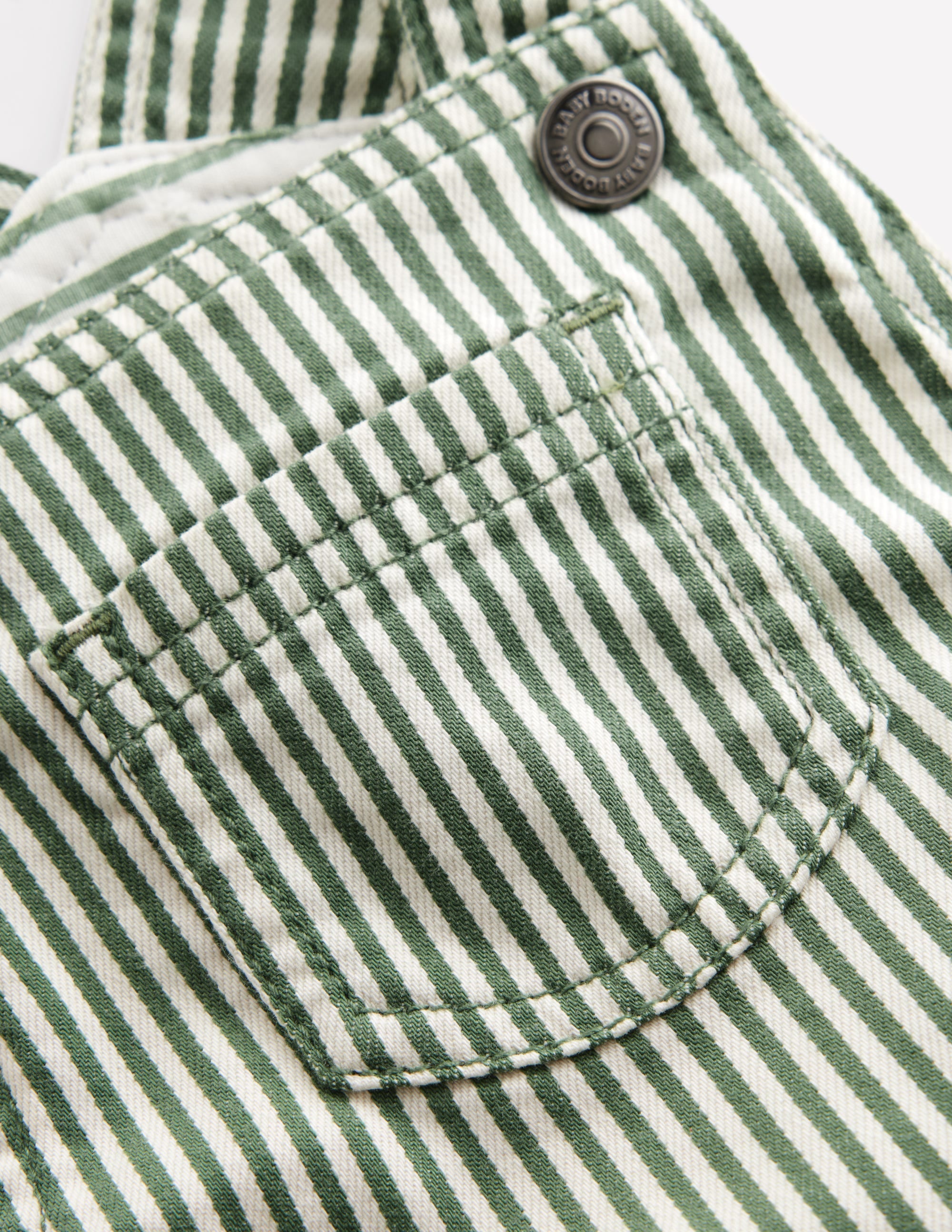 Woven Dungarees-Green Ticking Stripe - Image 3