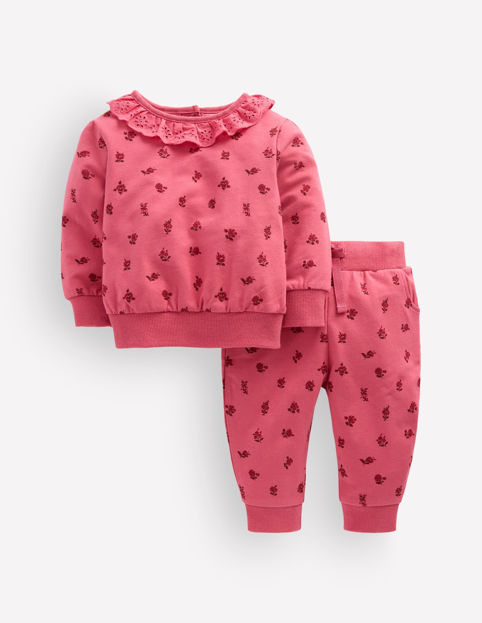 Ruffle Neck Sweatshirt Set-Baroque Vintage Rose - Image 1