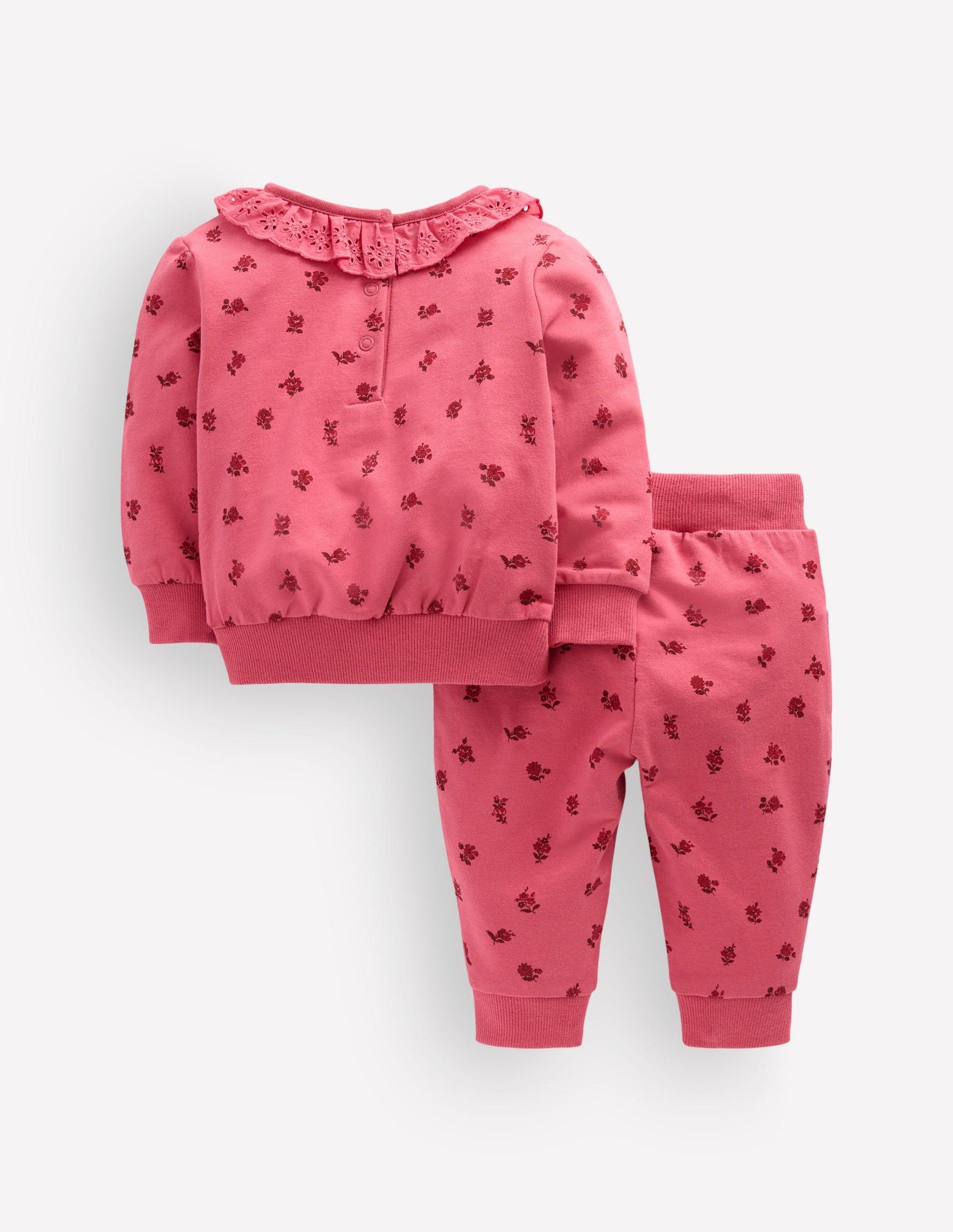 Ruffle Neck Sweatshirt Set-Baroque Vintage Rose-2