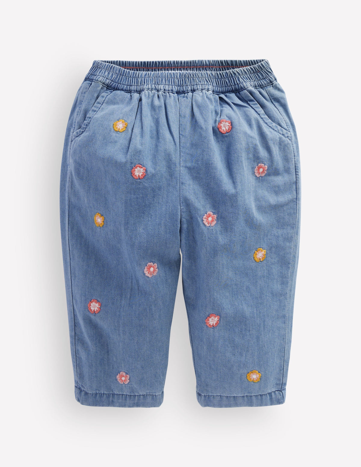 Embroidered Chambray Pants-Embroidered Chambray - Image 1