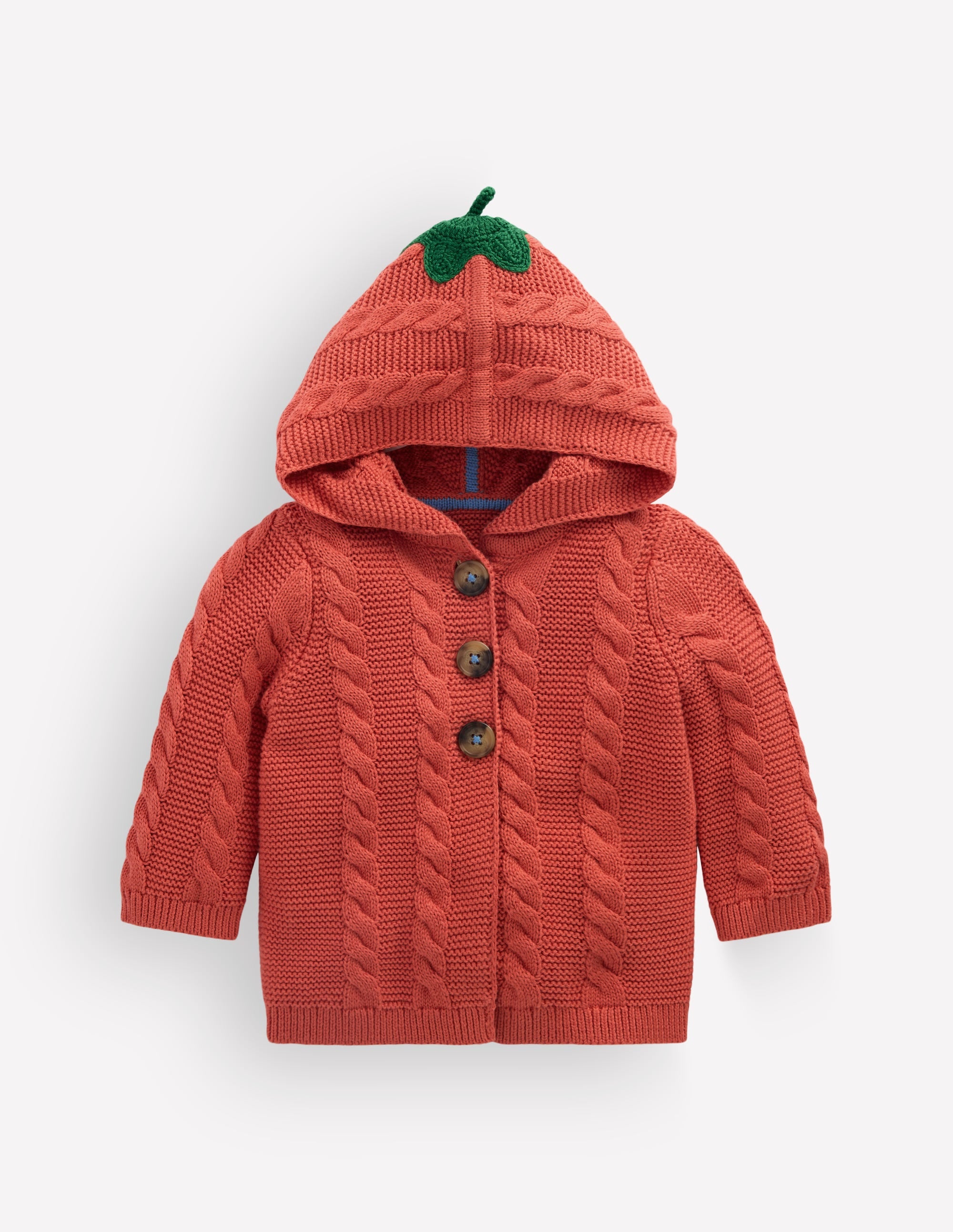 Novelty Cotton Knitted Jacket-Terracotta Clay Pumpkin - Image 4