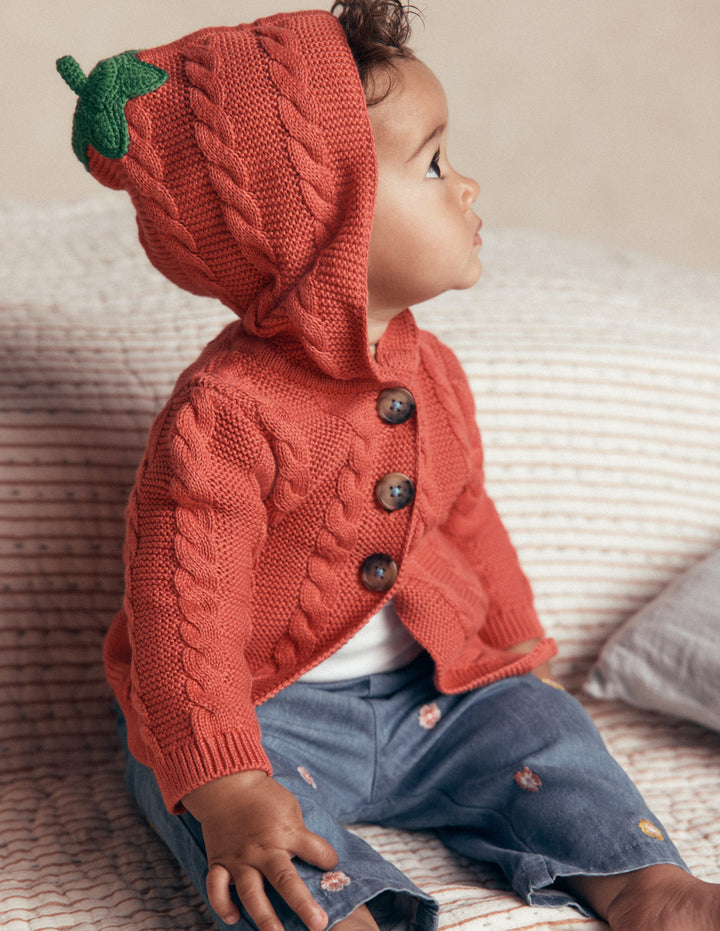 Novelty Cotton Knitted Jacket-Terracotta Clay Pumpkin