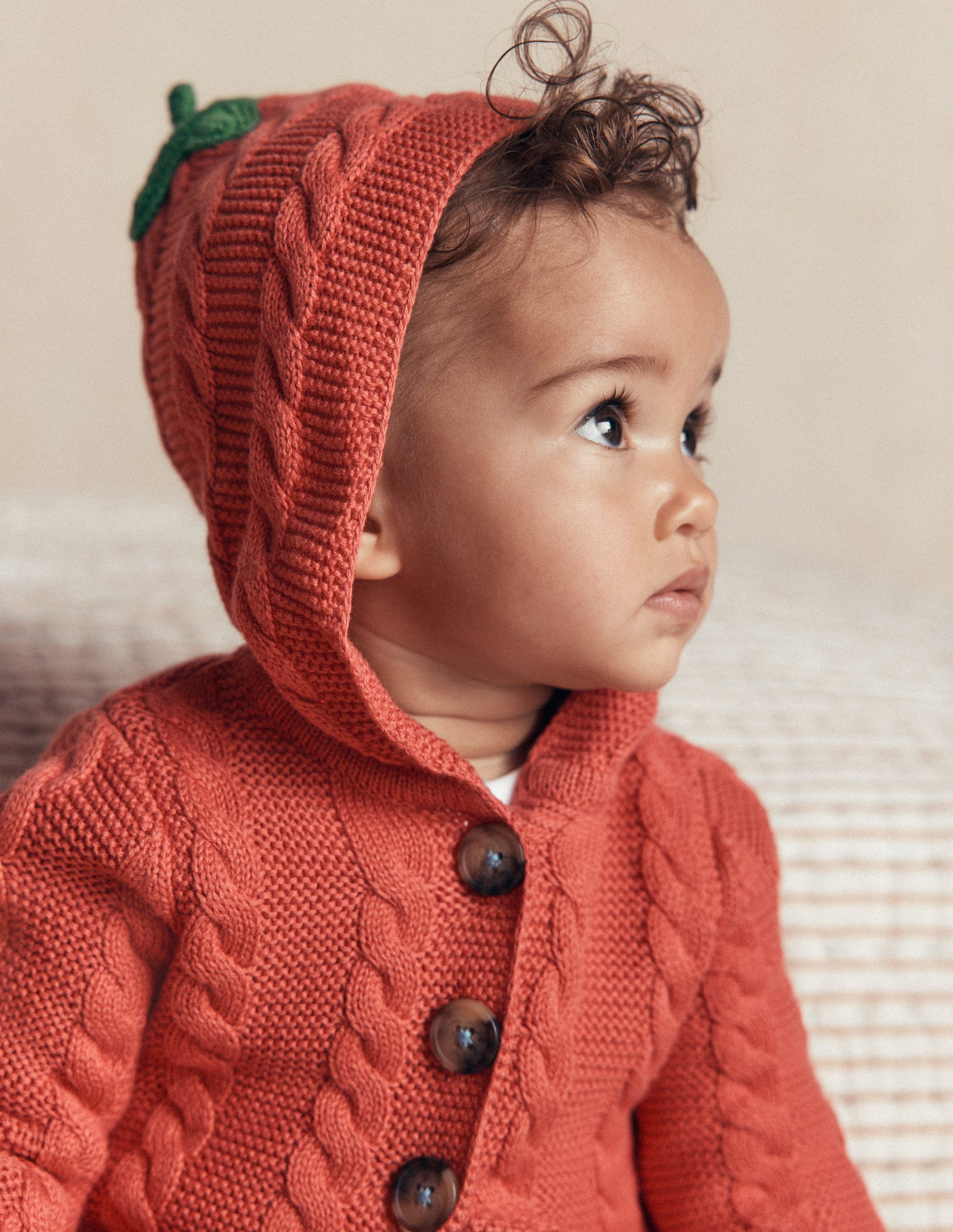 Novelty Cotton Knitted Jacket-Terracotta Clay Pumpkin-2