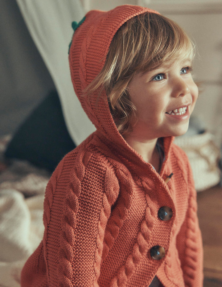 Novelty Cotton Knitted Jacket-Terracotta Clay Pumpkin
