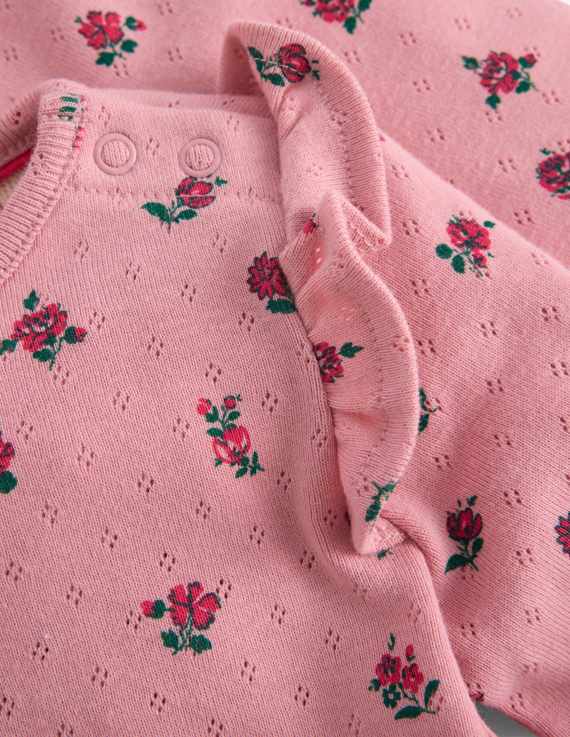 Cotton Pointelle Set-Pink Spaced Floral-3