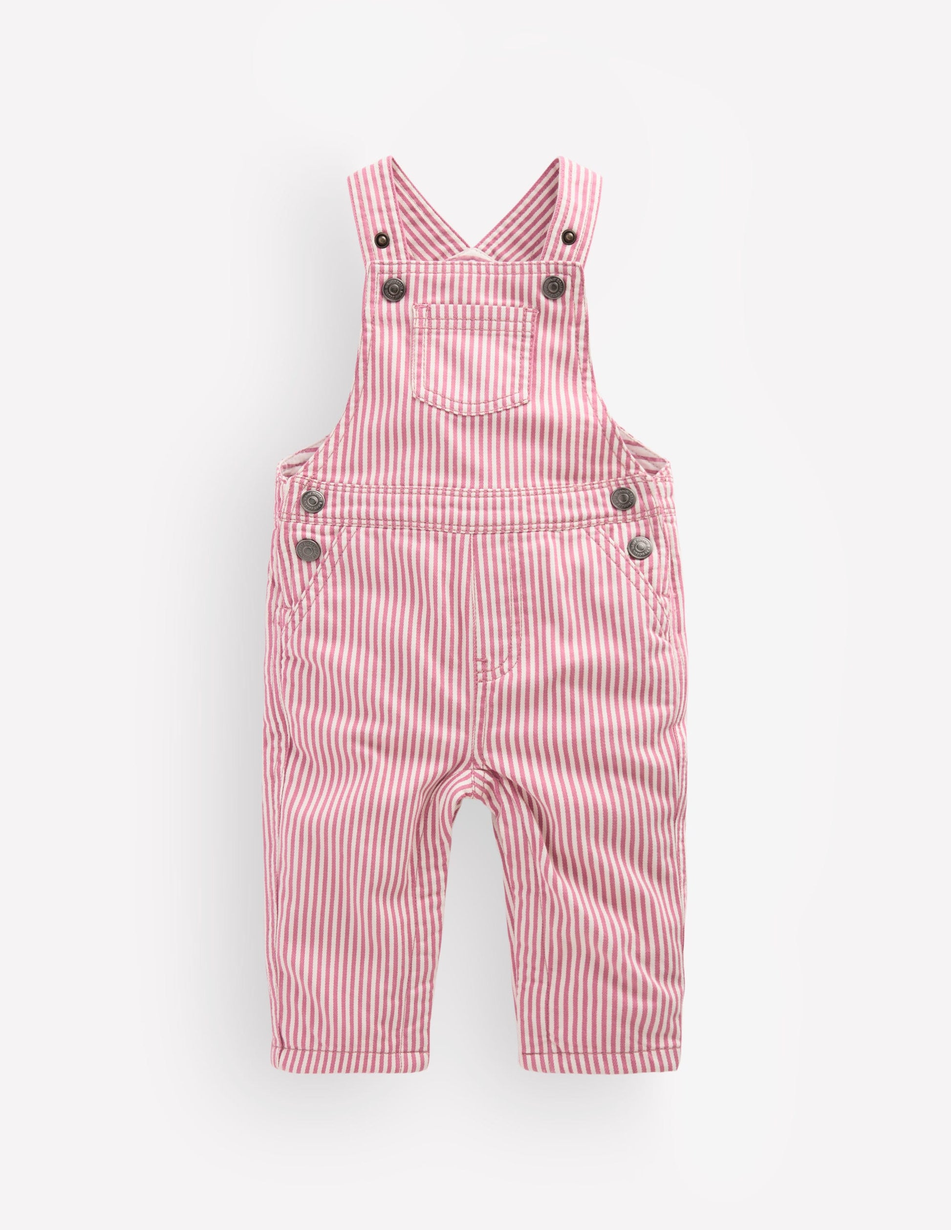 Woven Dungarees-Pink Stripe-1