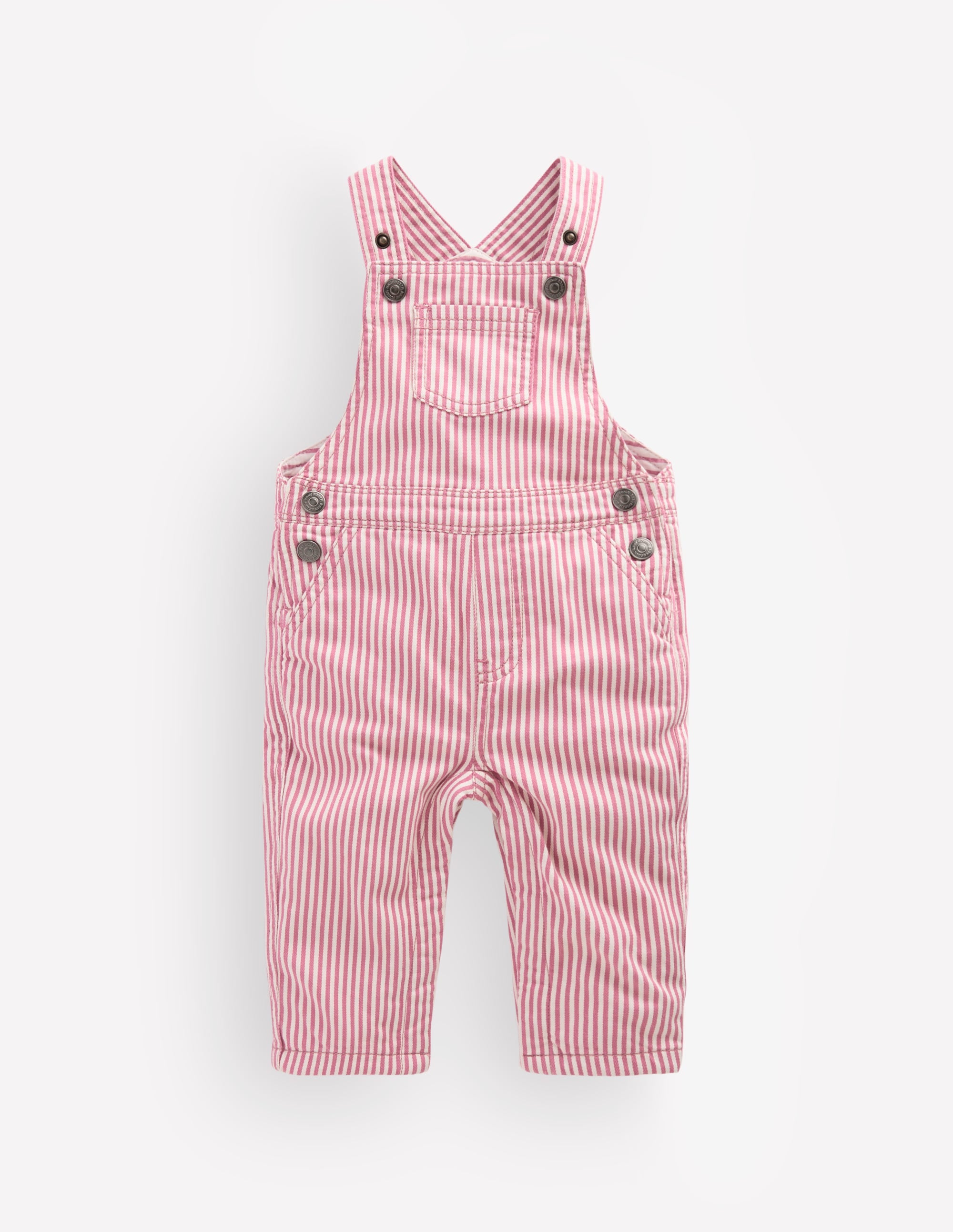 Woven Dungarees-Pink Stripe - Image 1