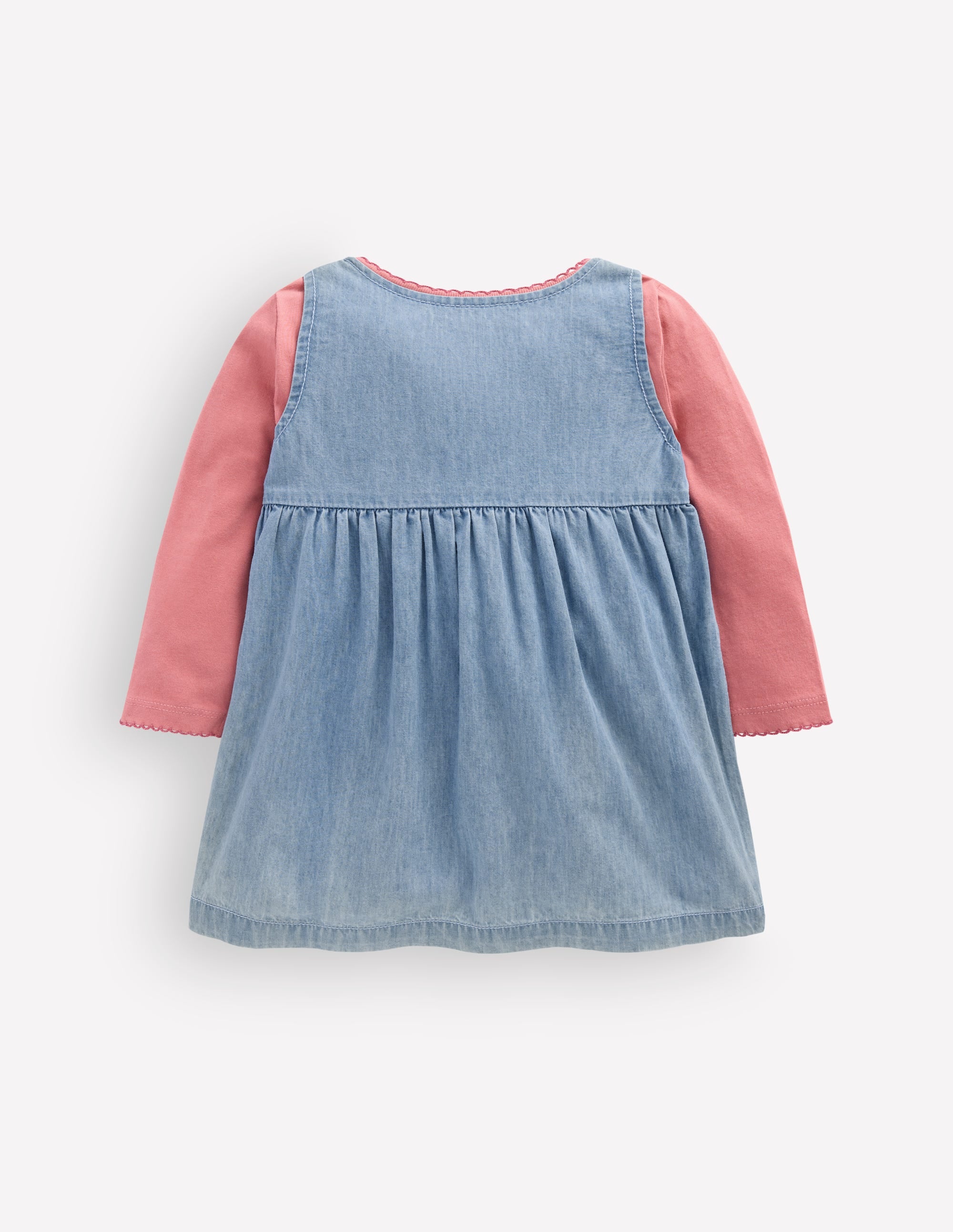 Embroidered Pinny Dress Set-Embroidered Chambray - Image 2