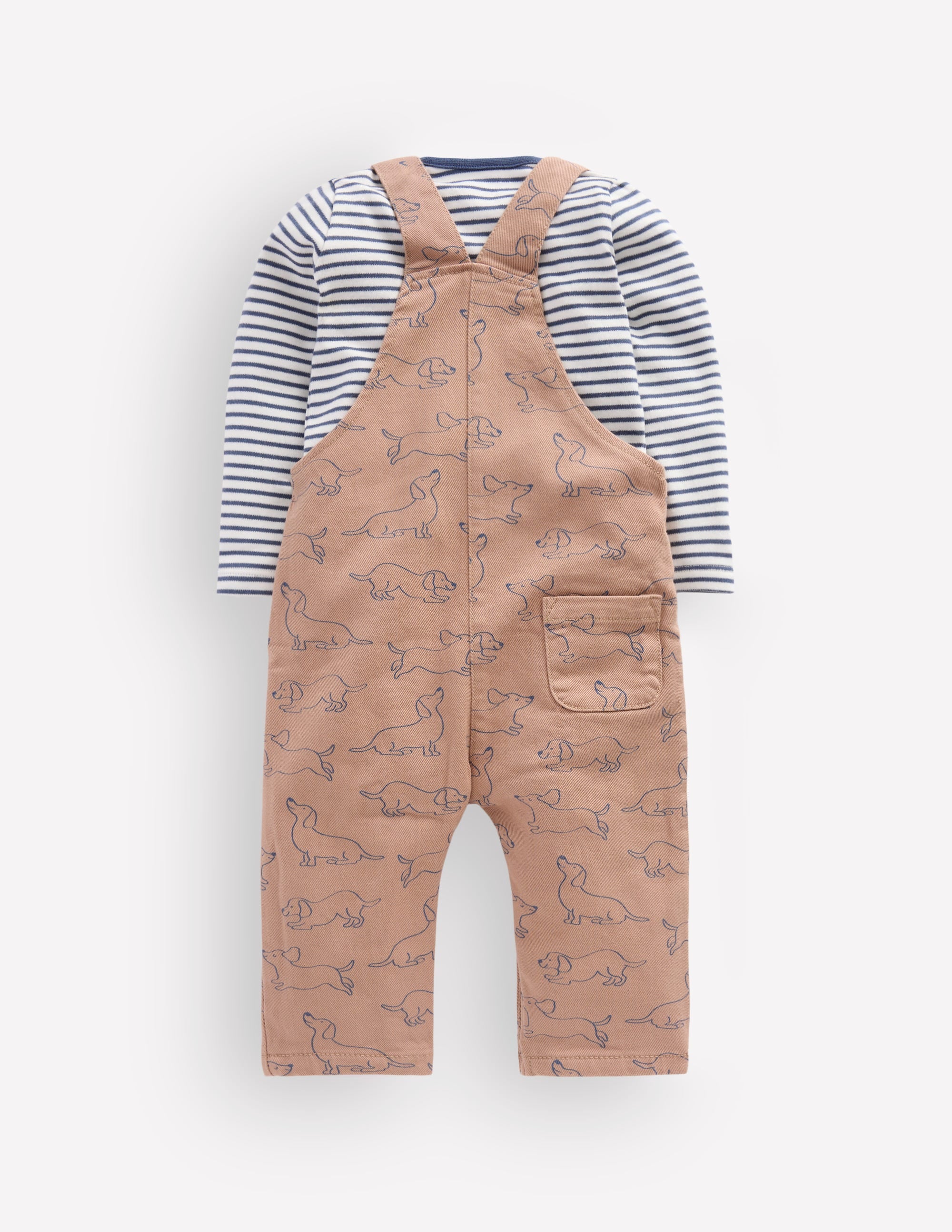 Long Sleeve Dungaree Set-Brown Puppy - Image 2