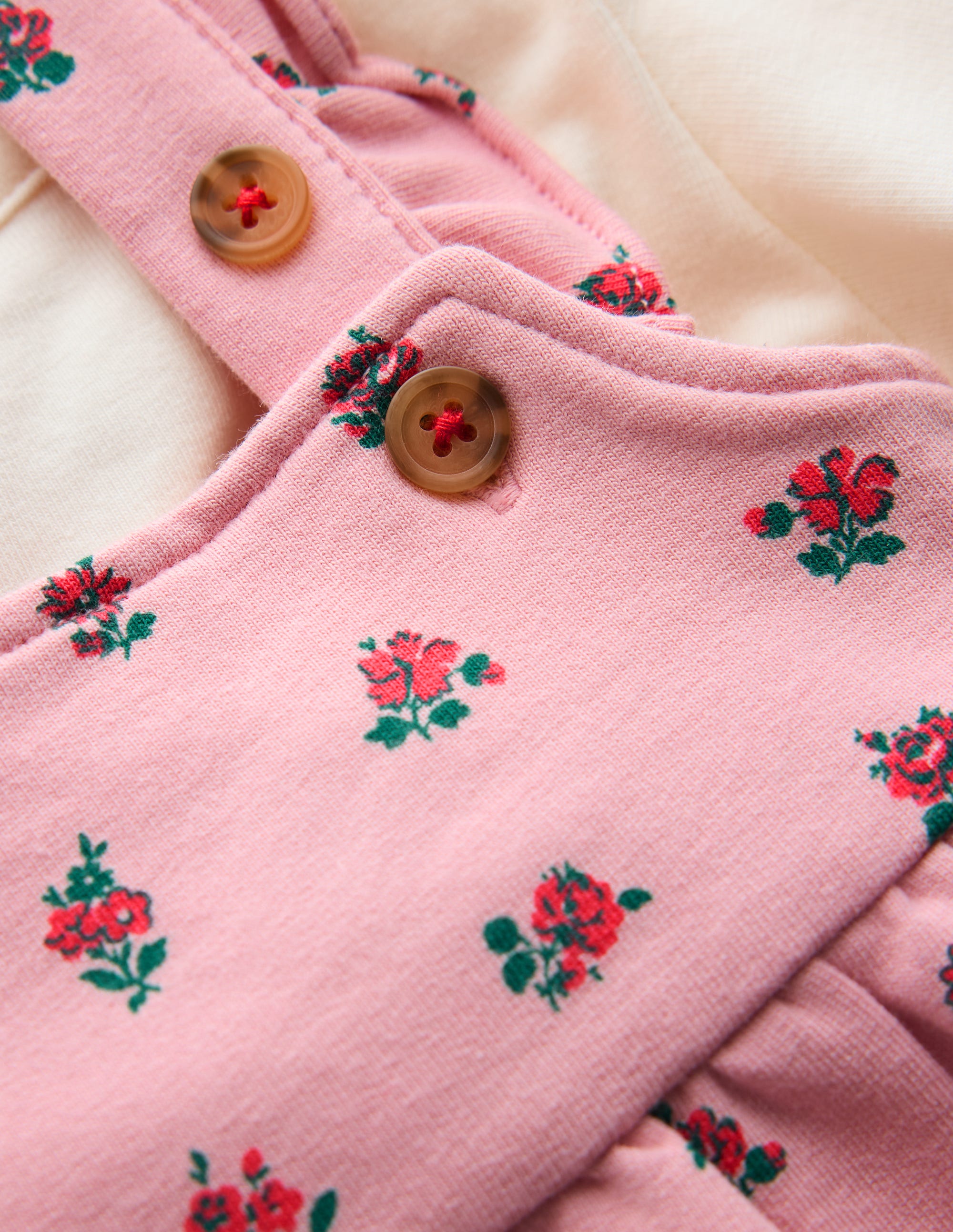 Jersey Pinny Dress Set-Pink Ditsy Vintage Roses - Image 3
