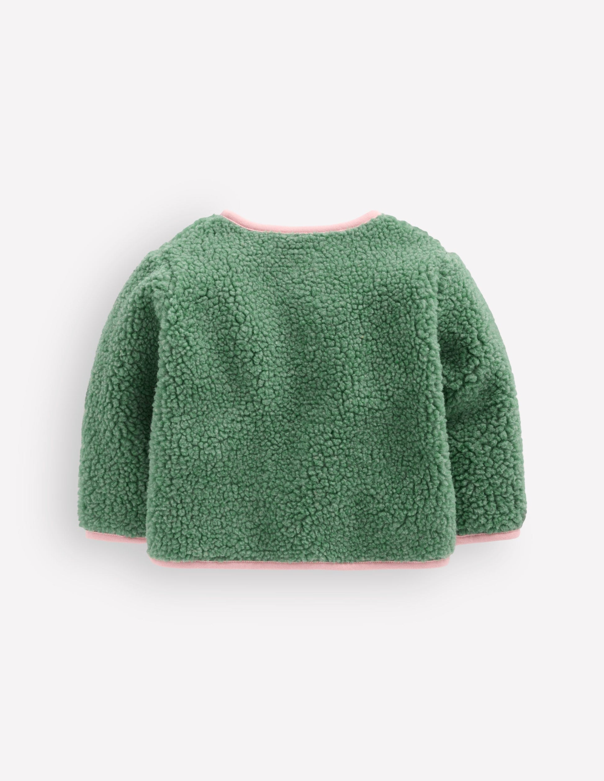 Cosy Borg Button-Down Jacket-Larch Green Floral-2