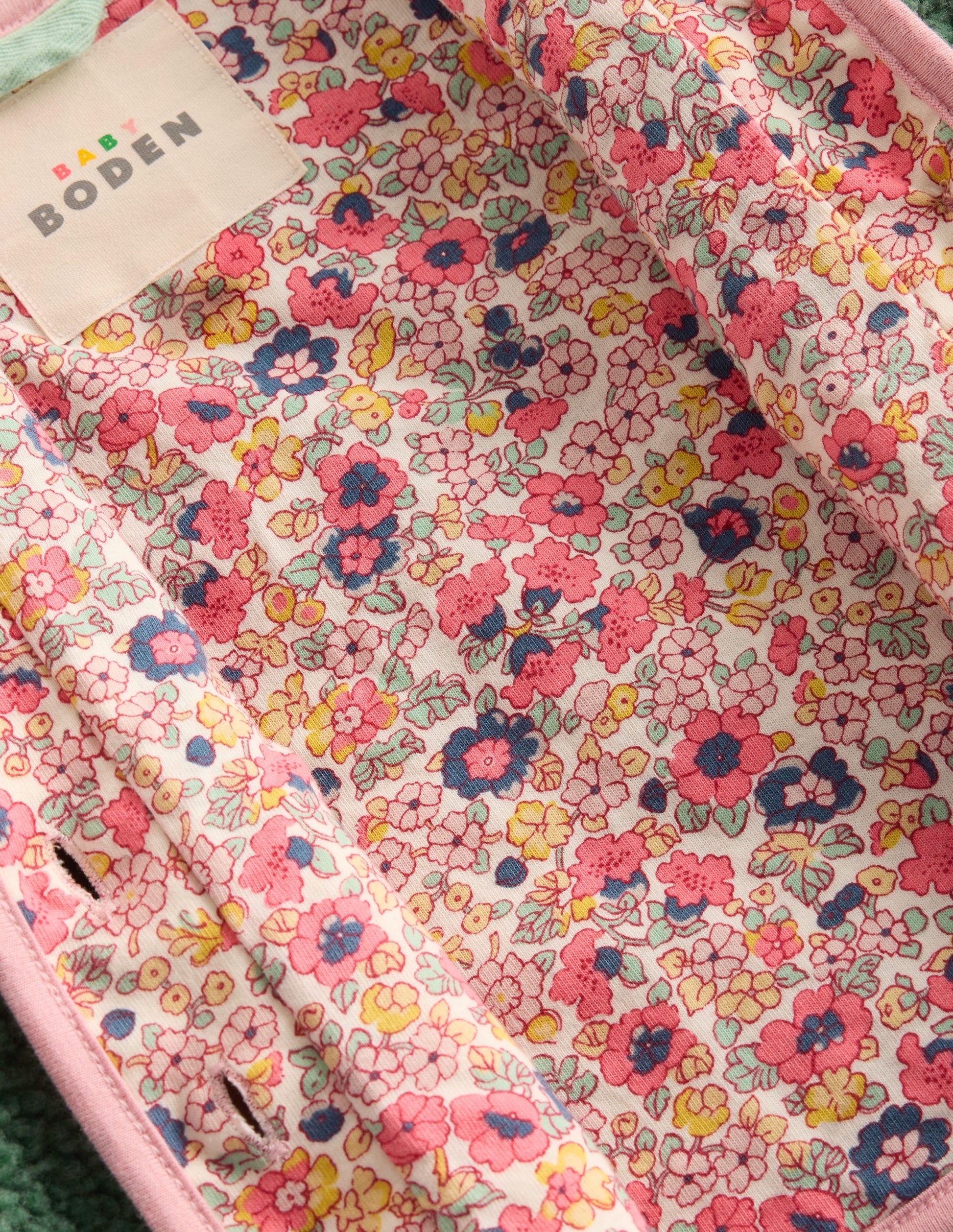 Cosy Borg Button-Down Jacket-Larch Green Floral-4