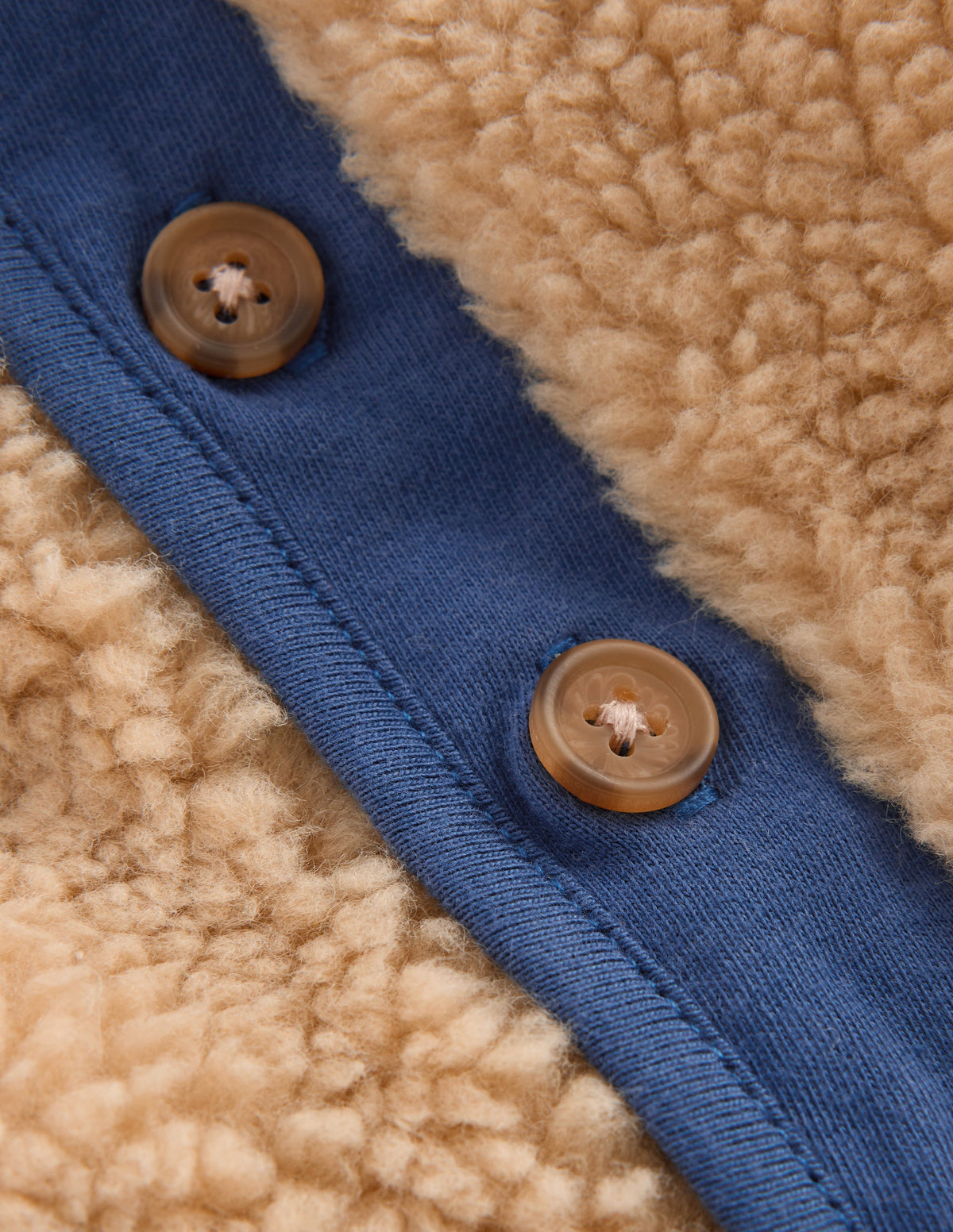 Cosy Borg Button-Down Jacket-Brown/Blue-3