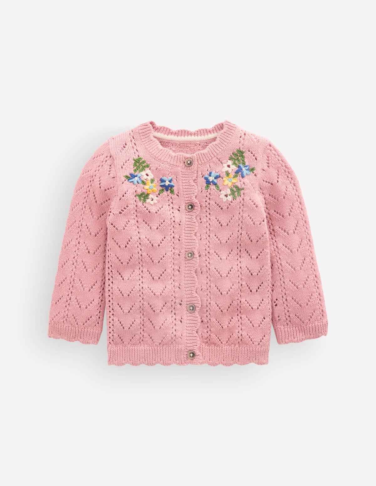 Embroidered Cotton Cardigan-Vintage Pink Mini Embroidered - Image 1