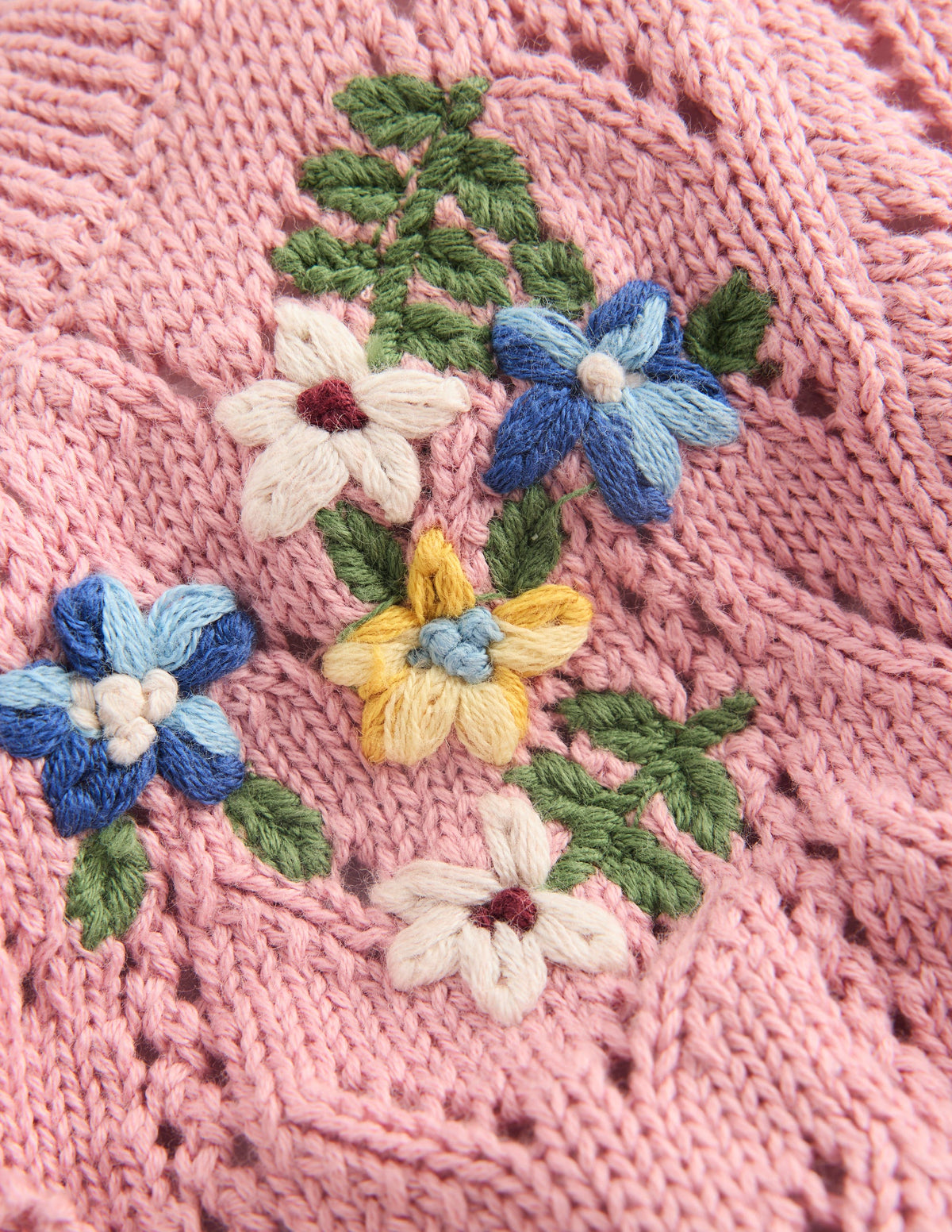 Embroidered Cotton Cardigan-Vintage Pink Mini Embroidered-3