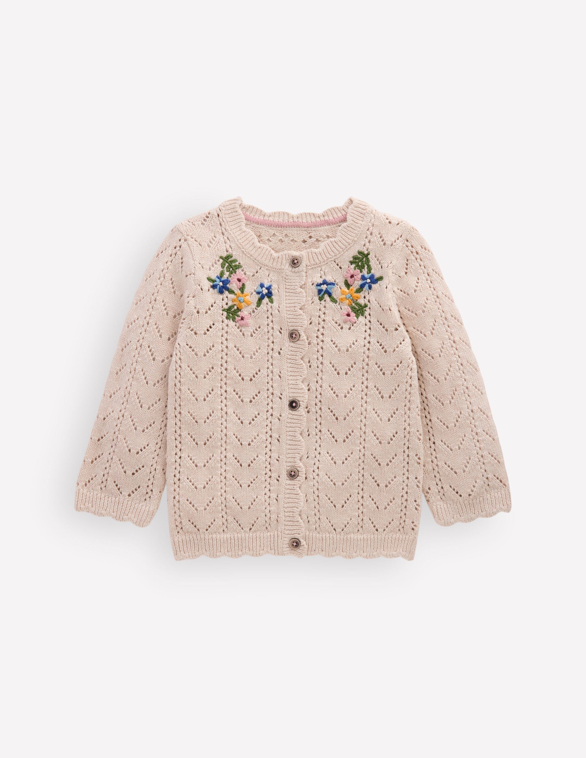 Embroidered Cotton Cardigan-Ecru Marl Mini Embroidered-2