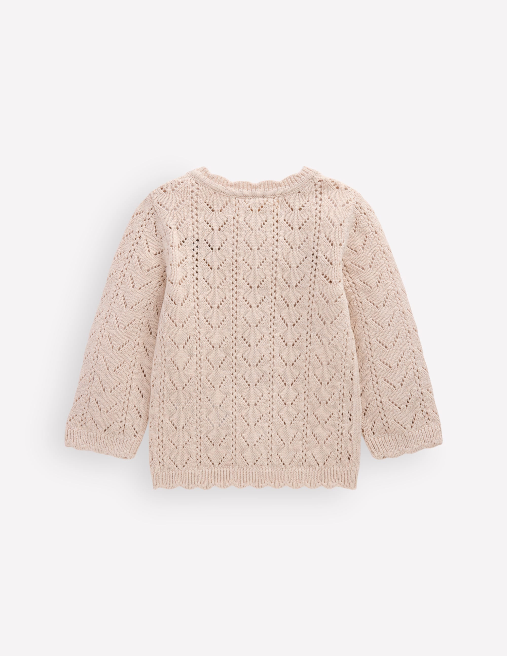 Embroidered Cotton Cardigan-Ecru Marl Mini Embroidered - Image 3