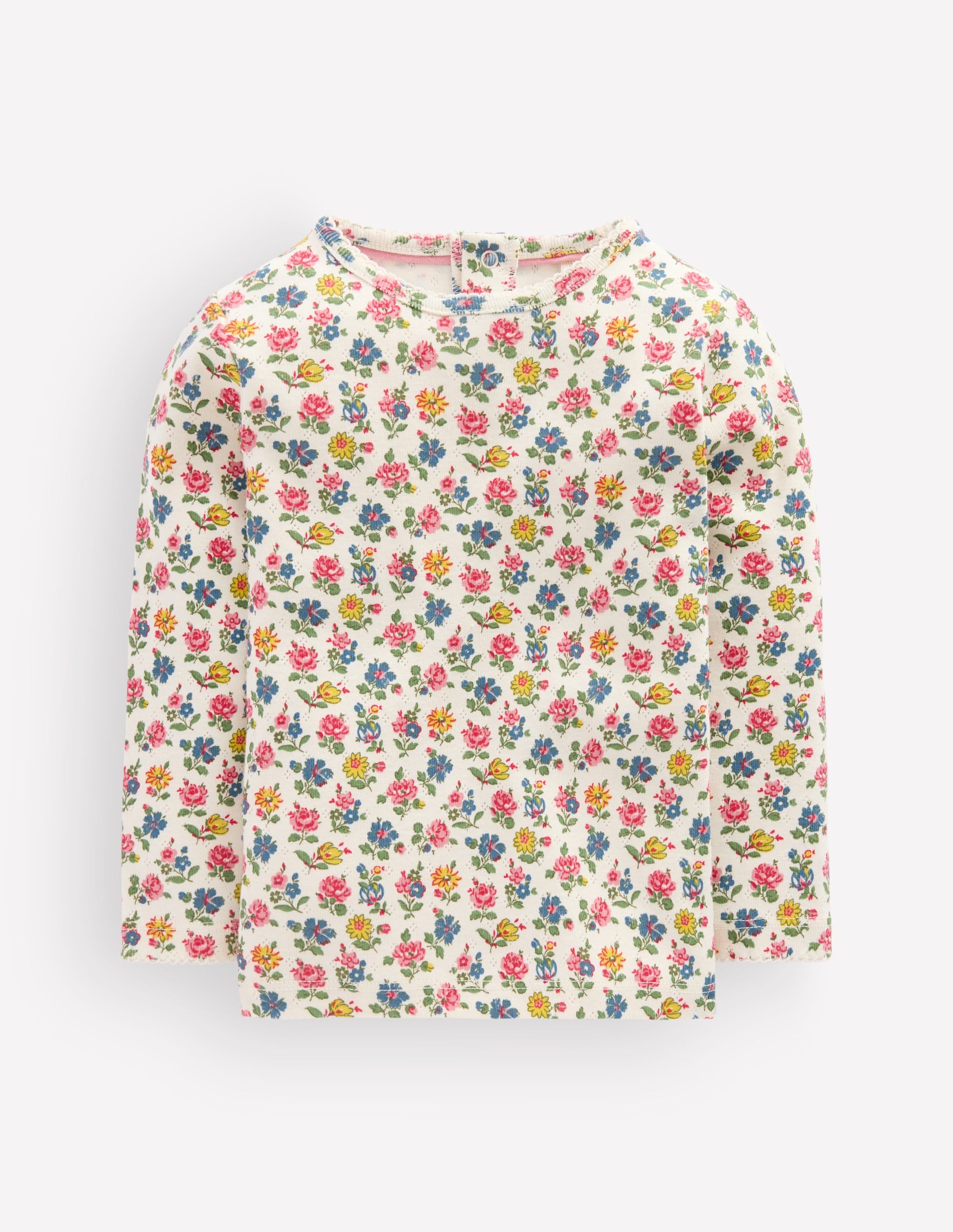Cotton Pointelle Top-Multi Floral Print - Image 1