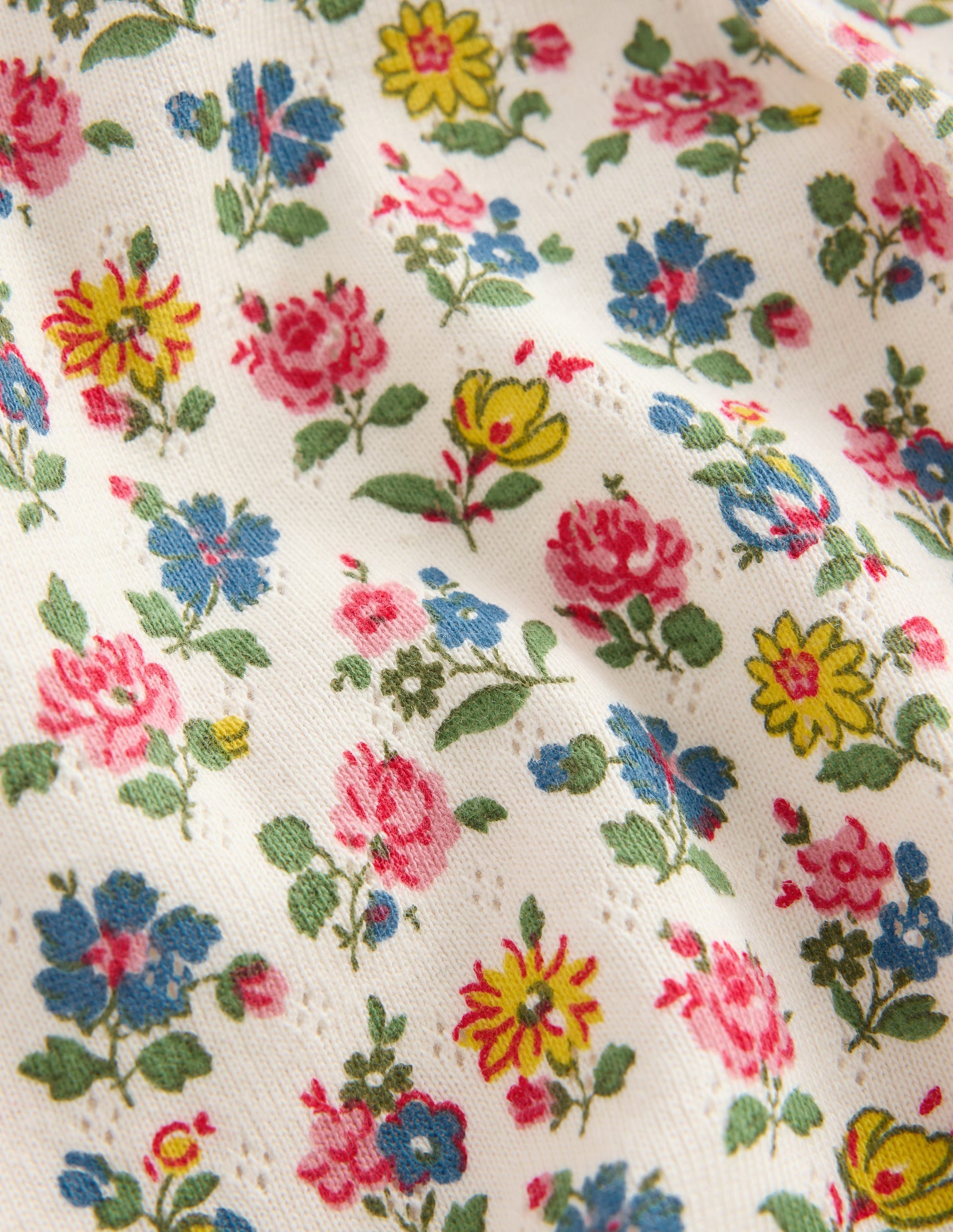 Cotton Pointelle Top-Multi Floral Print-3