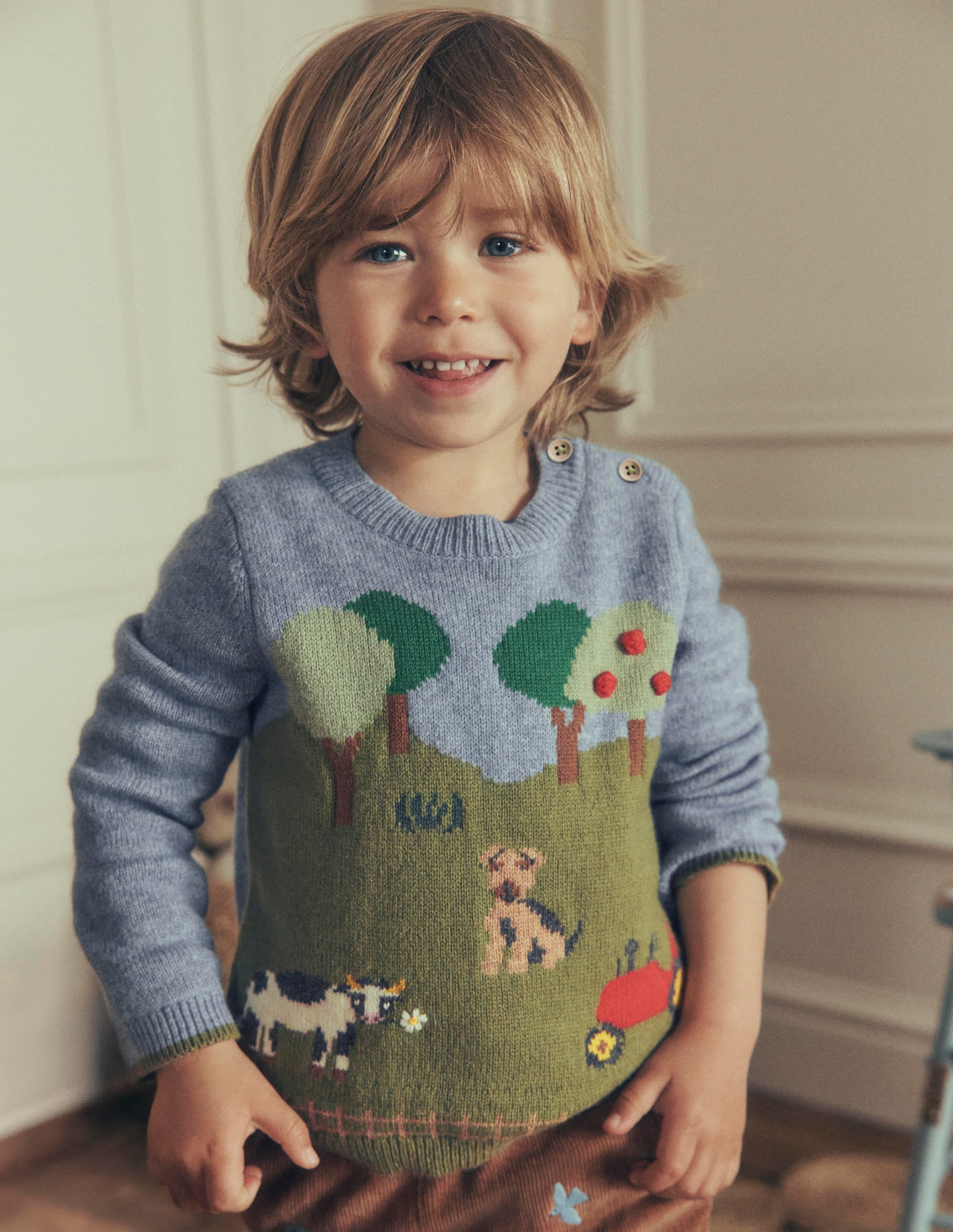 Cotton Logo Jumper-Multi Farm Scene - Image 1