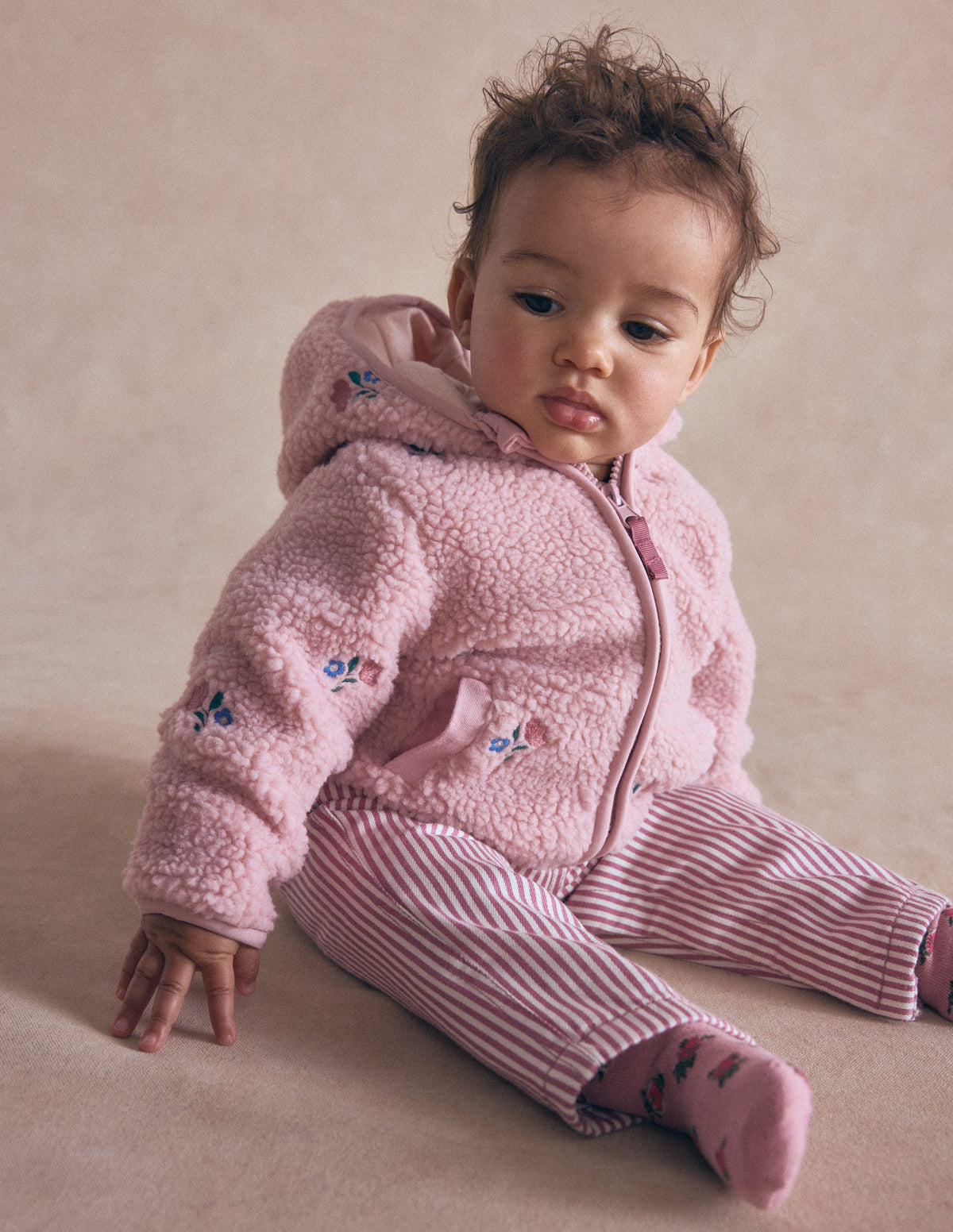 Embroidered Borg Jacket-Pink Floral-5