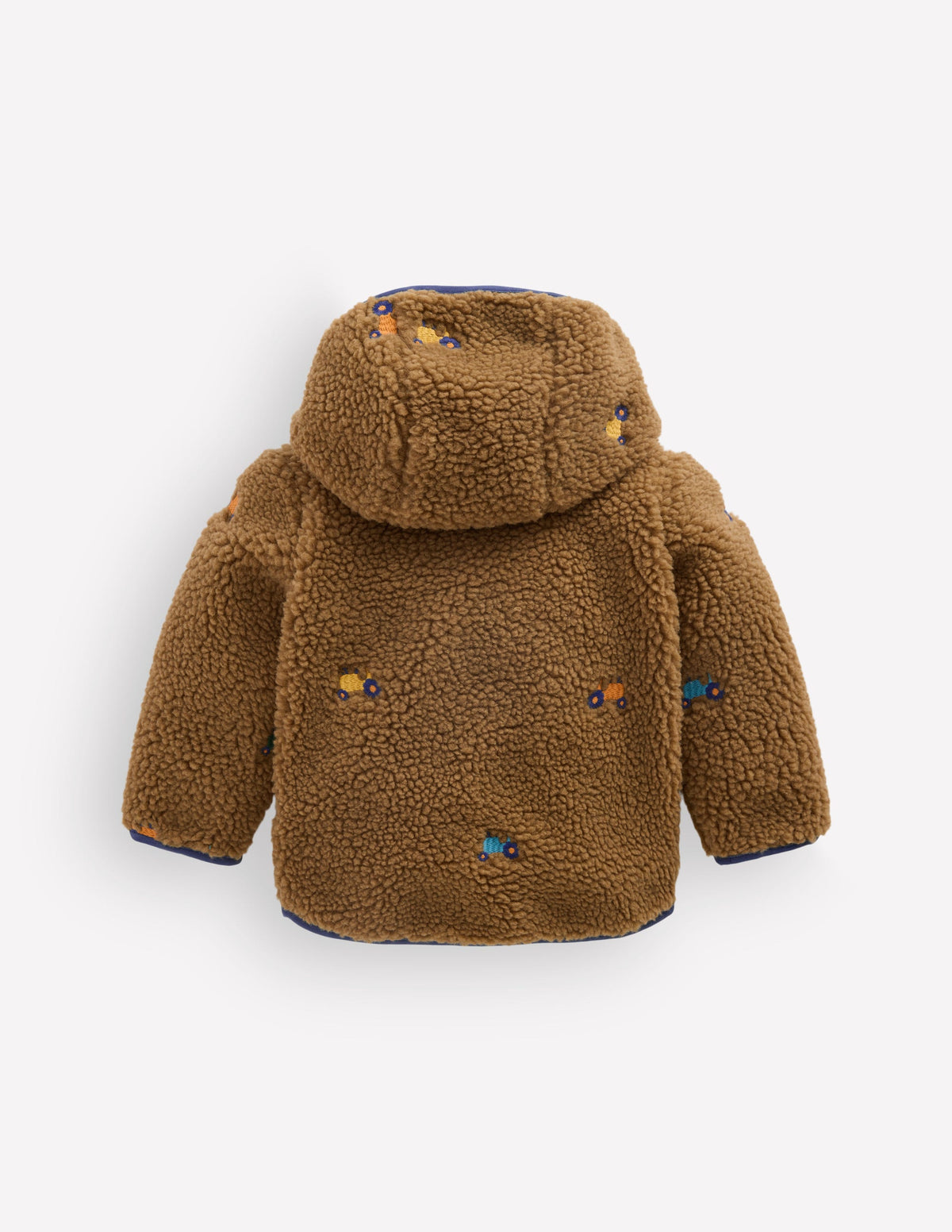 Embroidered Borg Jacket-Brown Multi Tractors-3
