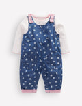 Woven Overalls Set-Chambray Roses
