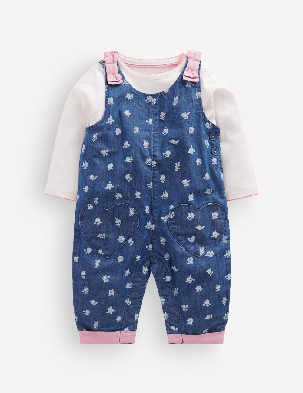 Woven Overalls Set-Chambray Roses-1