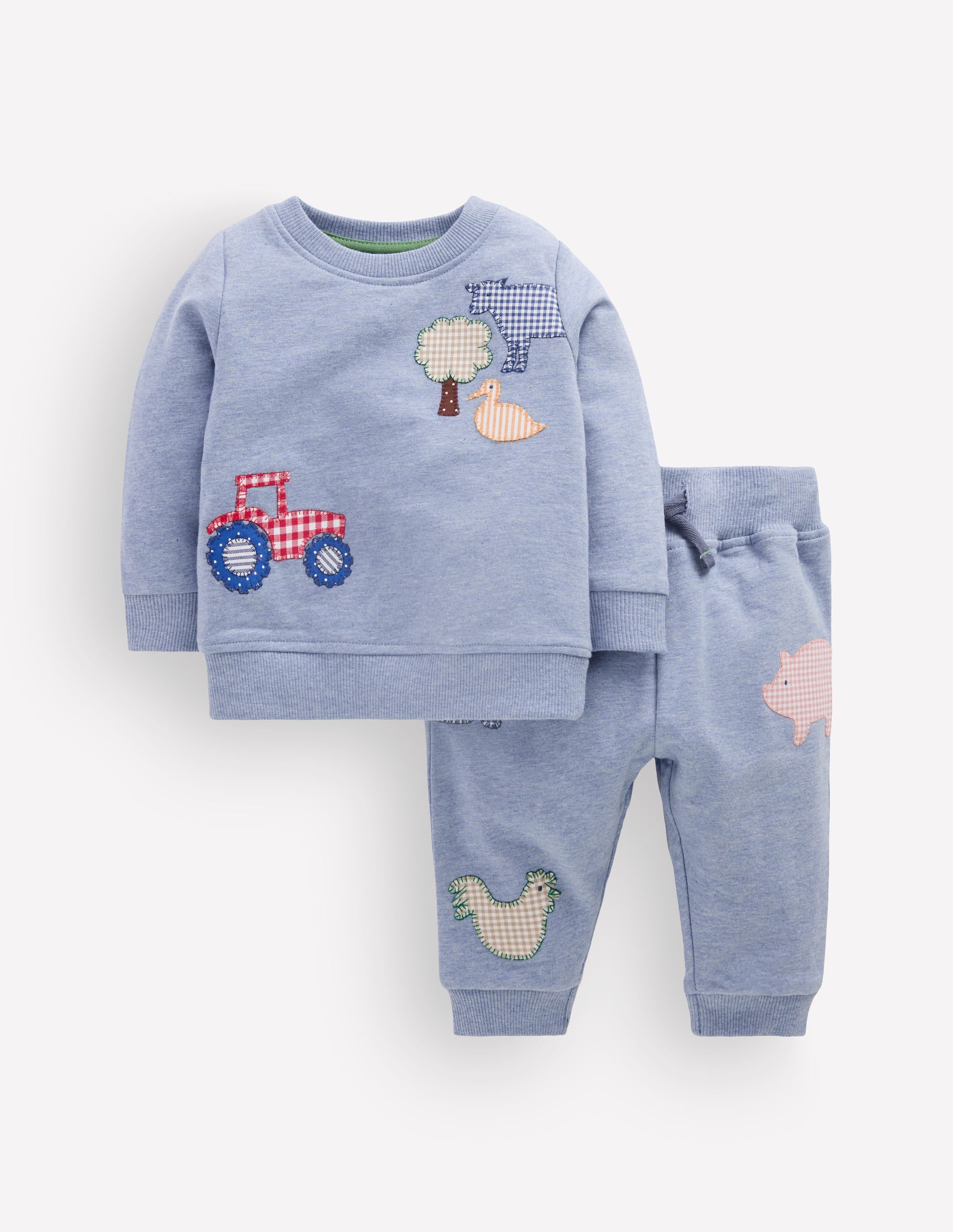 Appliqué Sweatshirt Set-Blue Marl Farm - Image 1