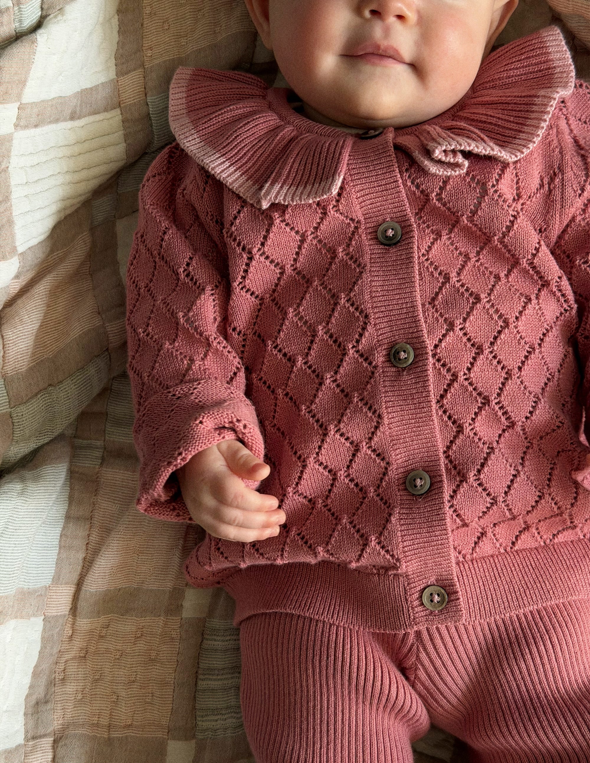 Pointelle Knitted Play Set-Vintage Rose - Image 1