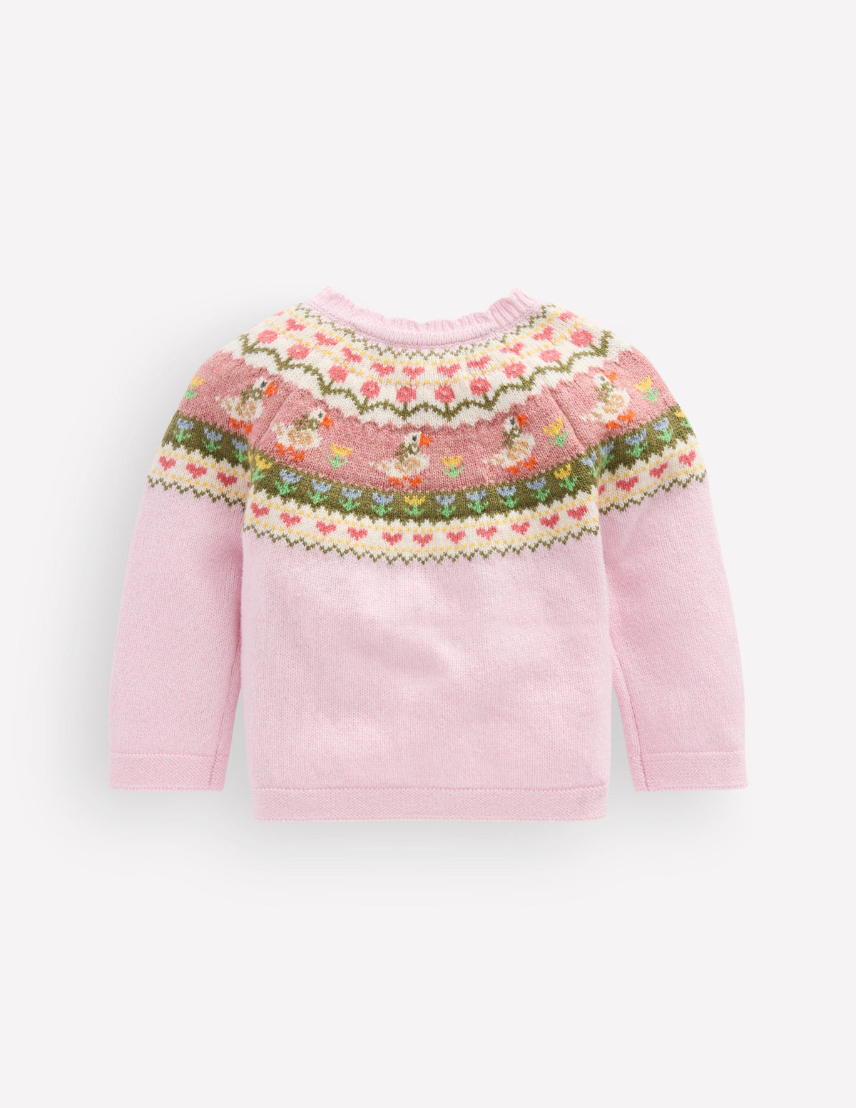 Fair Isle Cardigan-Chalk Pink Geese Fair Isle-2