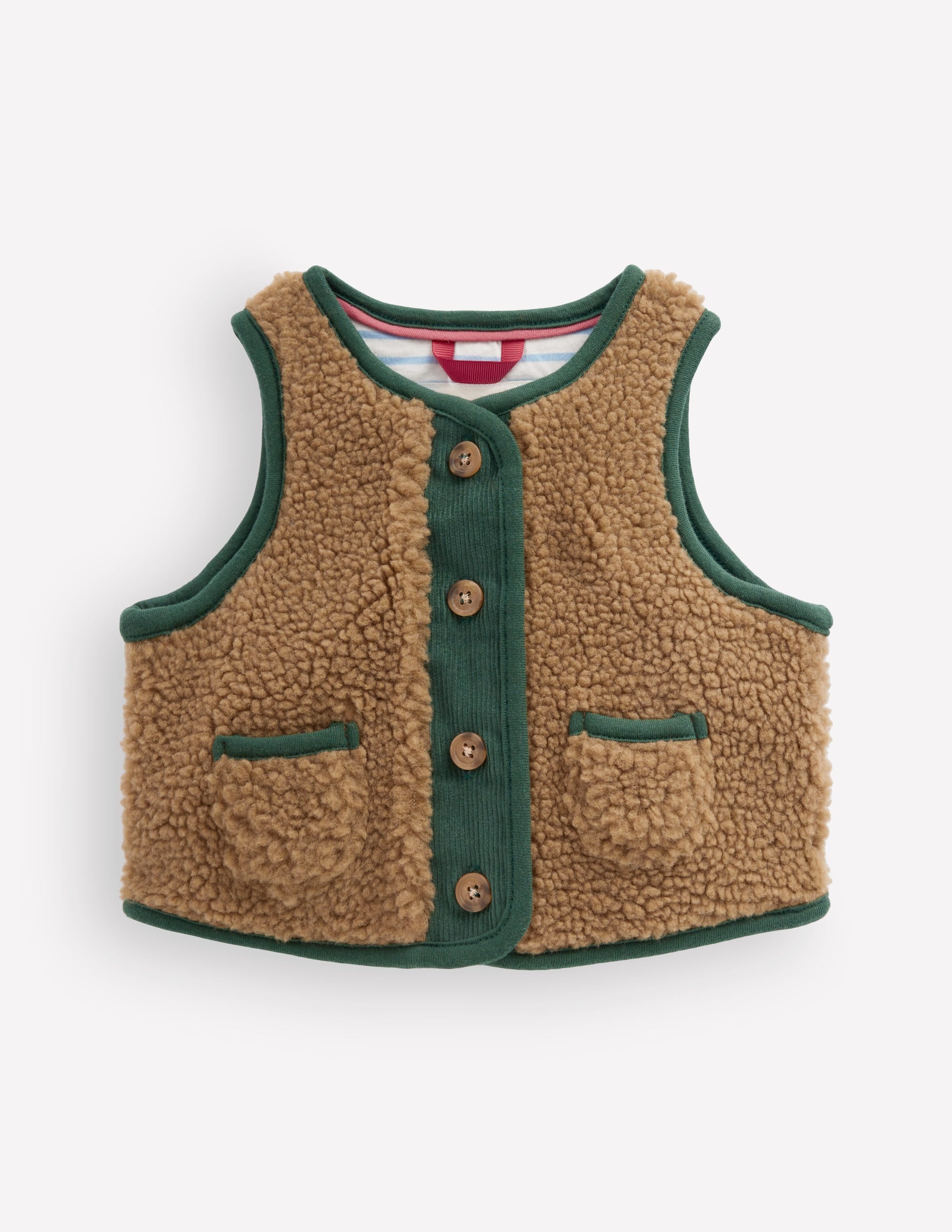 Plain Borg Gilet - Brown and Dark Green | Boden USA