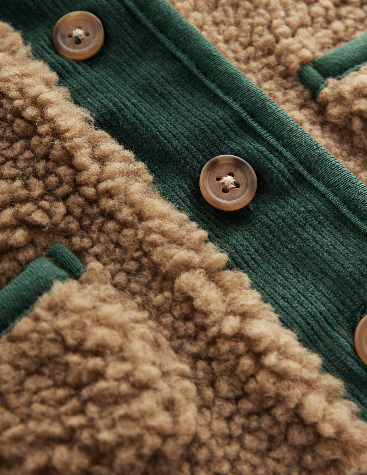 Plain Borg Gilet-Brown and Dark Green - Image 3