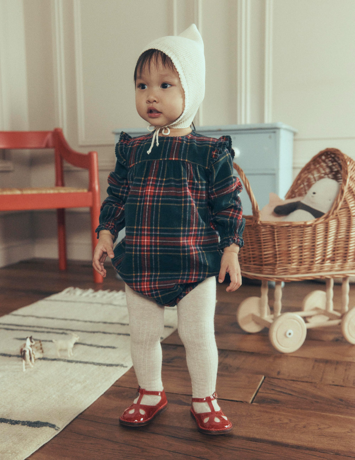 Woven Bubble Romper-Green/Red Check-8