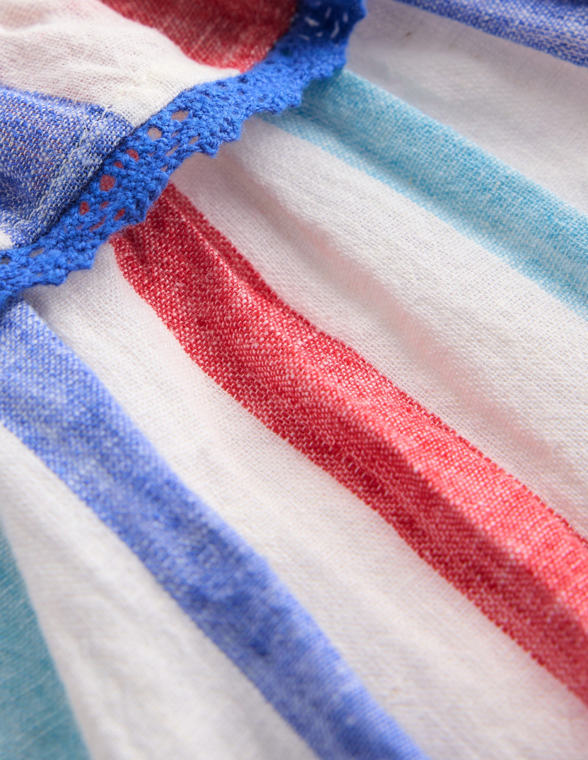 Frill Neck Bubble Romper-Red and Blue Multi Stripe-4