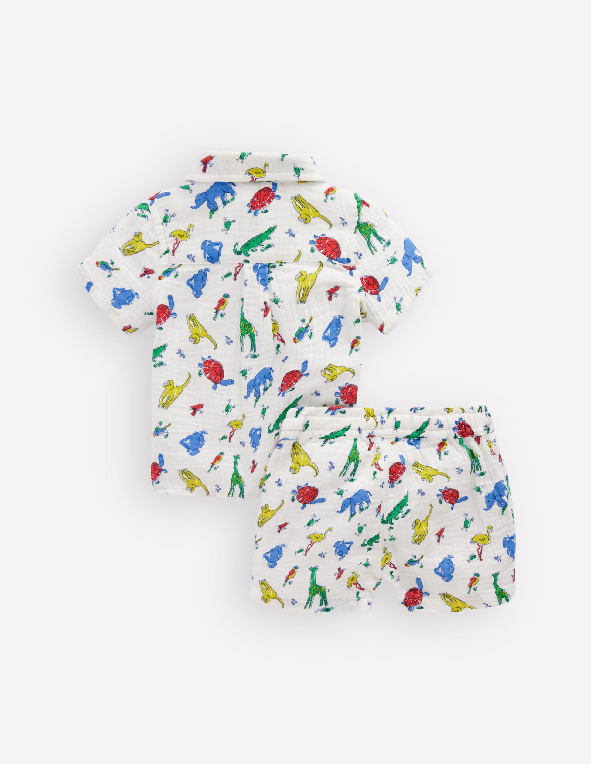 Woven Shirt Play Set-Ivory Multi Jungle Animals-2