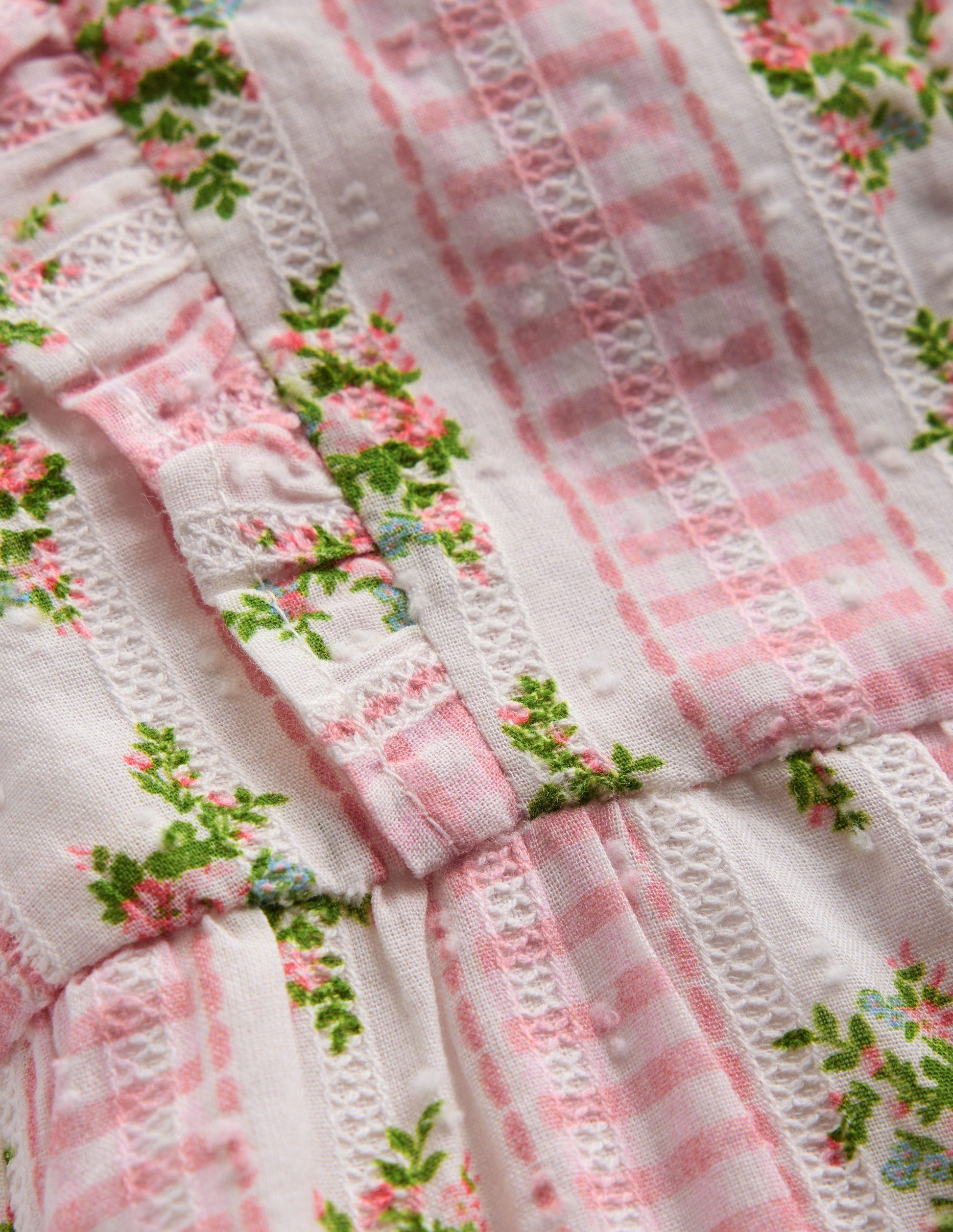 Short Frill Bubble Romper-Pink Gingham Floral-4