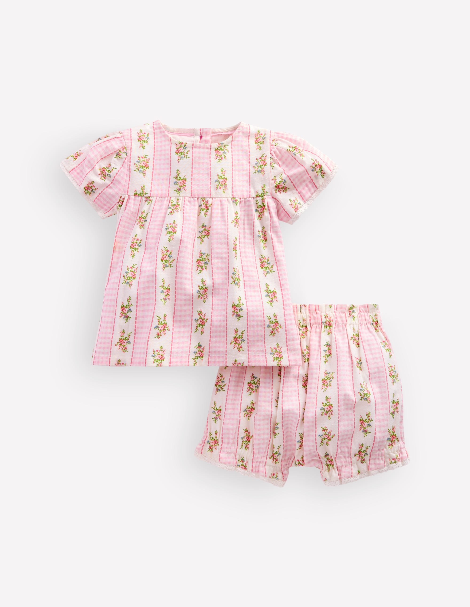 Woven Bloomers Play Set-Pink Gingham Floral - Image 1