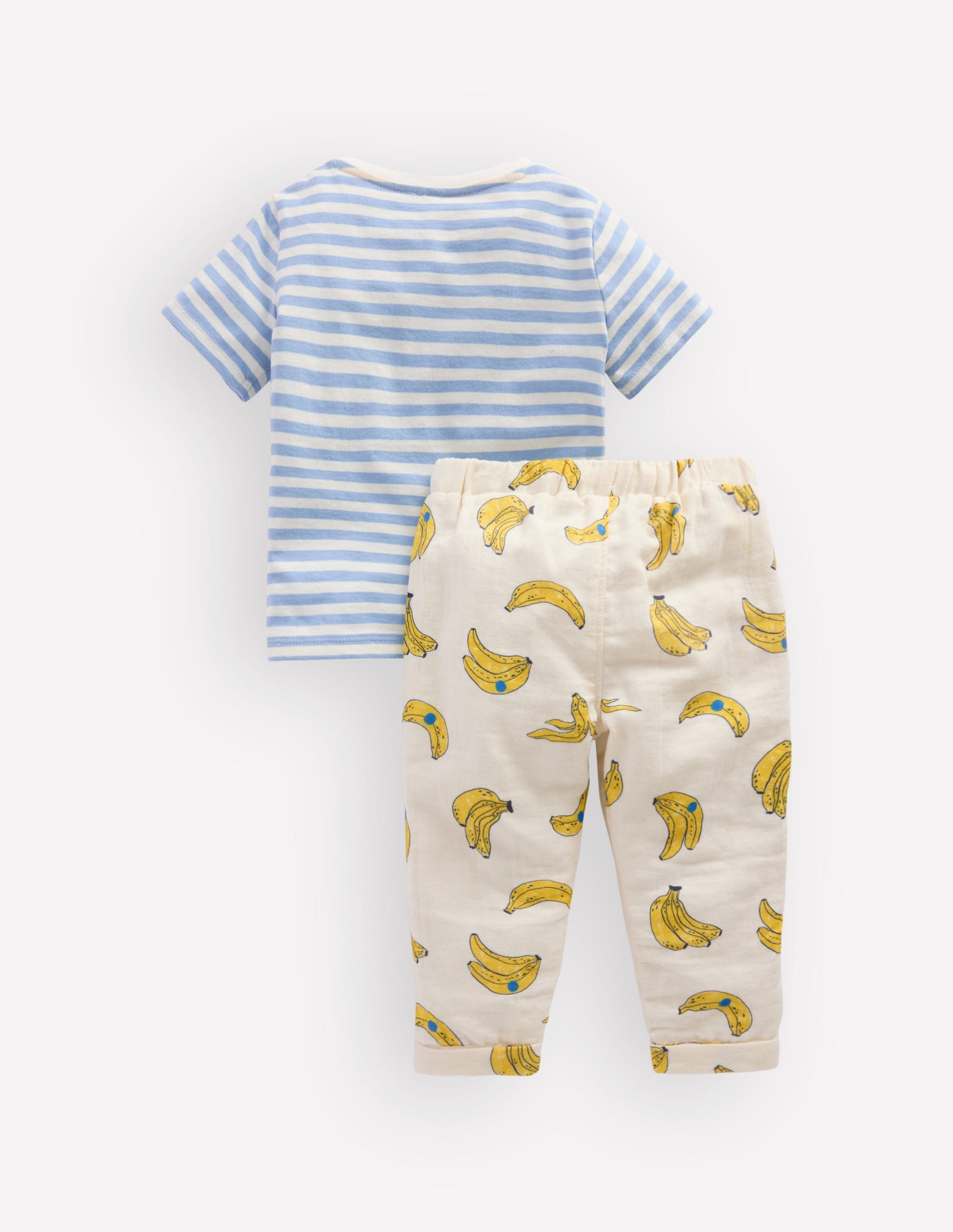 Logo Jersey Woven Play Set-Ivory and Blue Stripe Bananas-2