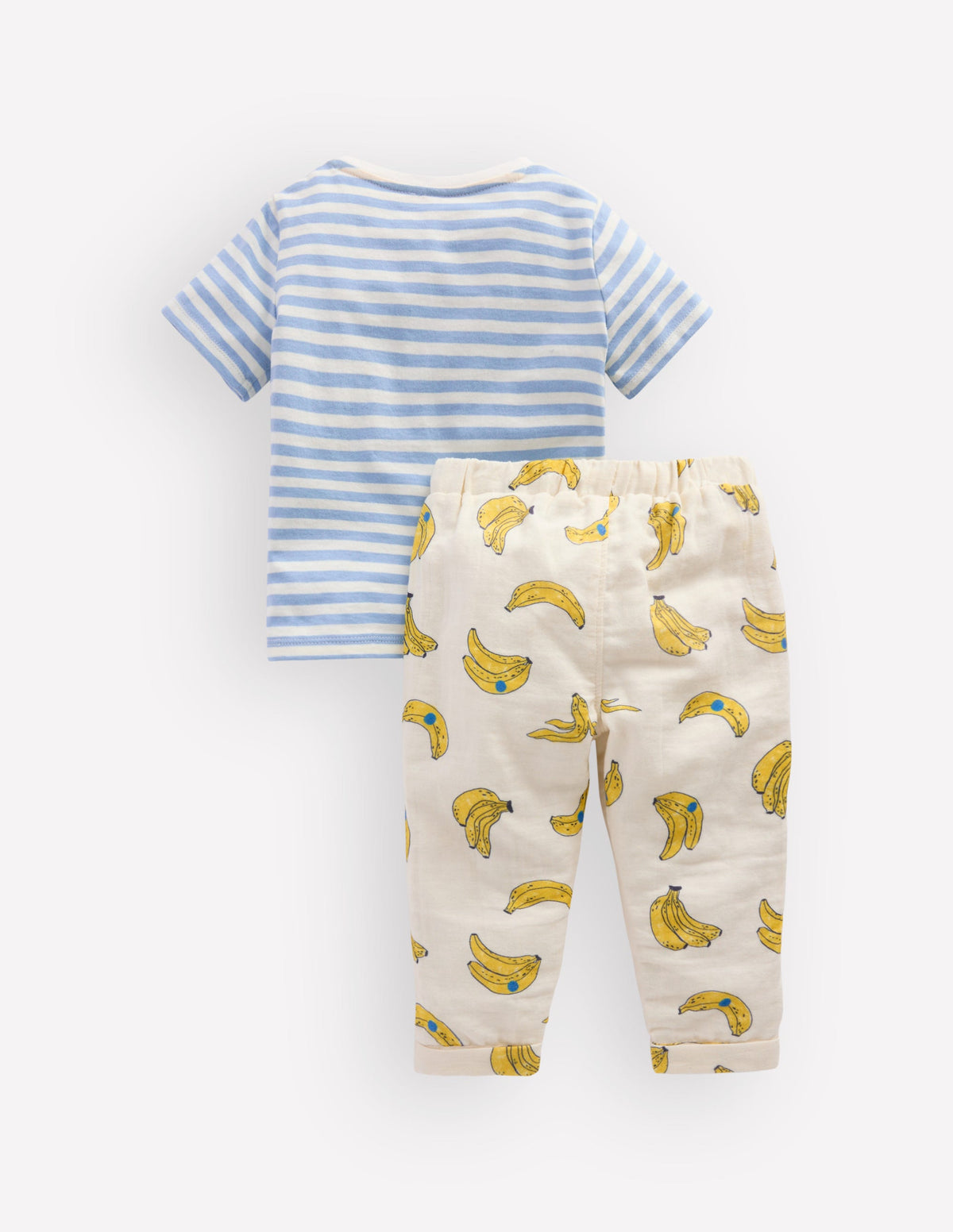 Logo Jersey Woven Play Set-Ivory and Blue Stripe Bananas-2